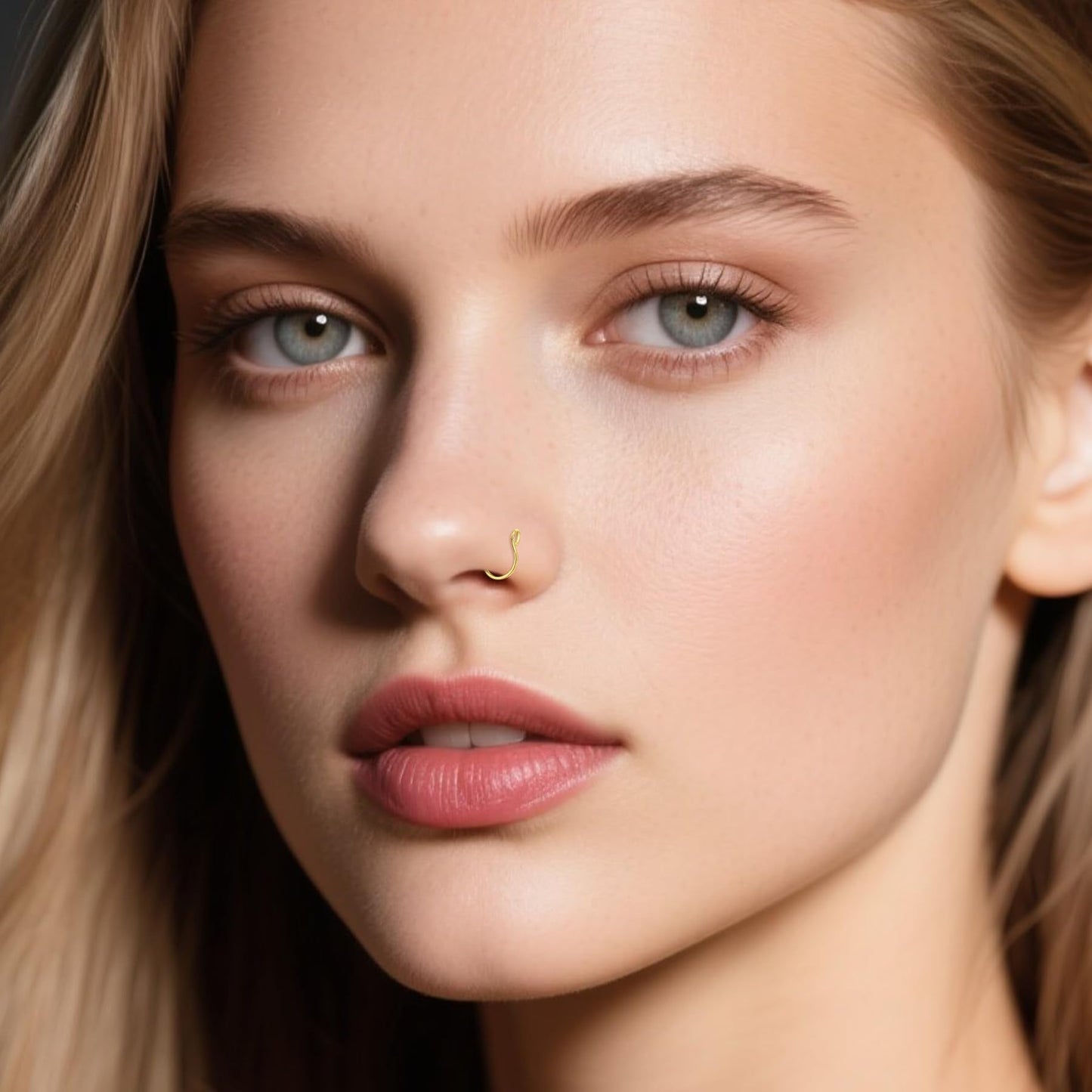 D.Bella Fake Nose Rings Hoop 20 Gauge Non Piercing Stainless Steel Clip-on Fake Faux Septum Clicker Nose Hoop Ring Piercings Jewelry for Women Men