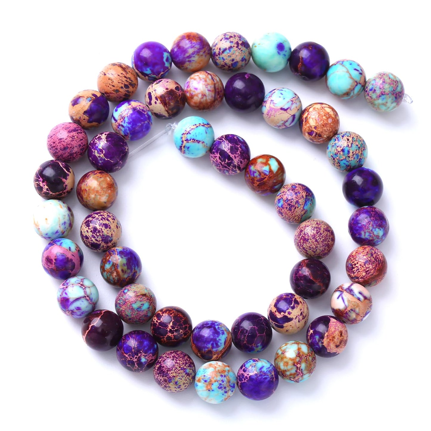 60PCS 6mm Natural Galaxy Sea Sediment Jasper Beads Gemstone Round Loose Spacer Stone Beads for Jewelry Making DIY Bracelet Necklace 15 Inch