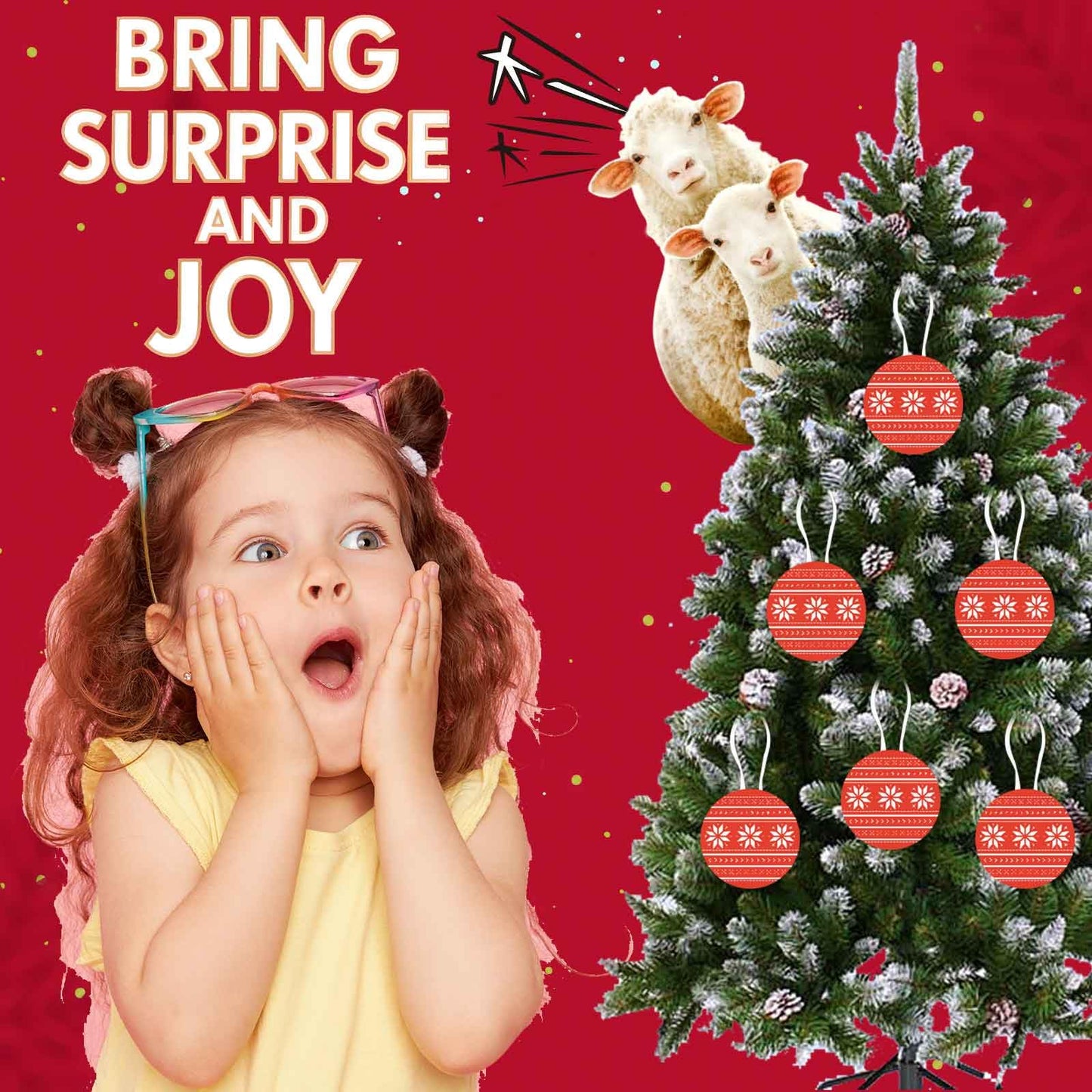 Annoying Screaming Goat Prank for Christmas Tree Decorations, Funny Hanging Christmas Prank Ornament, Goat Scream Lasts for 8 Hours, Christmas Winter New Year Party Supplies (Santa Claus)
