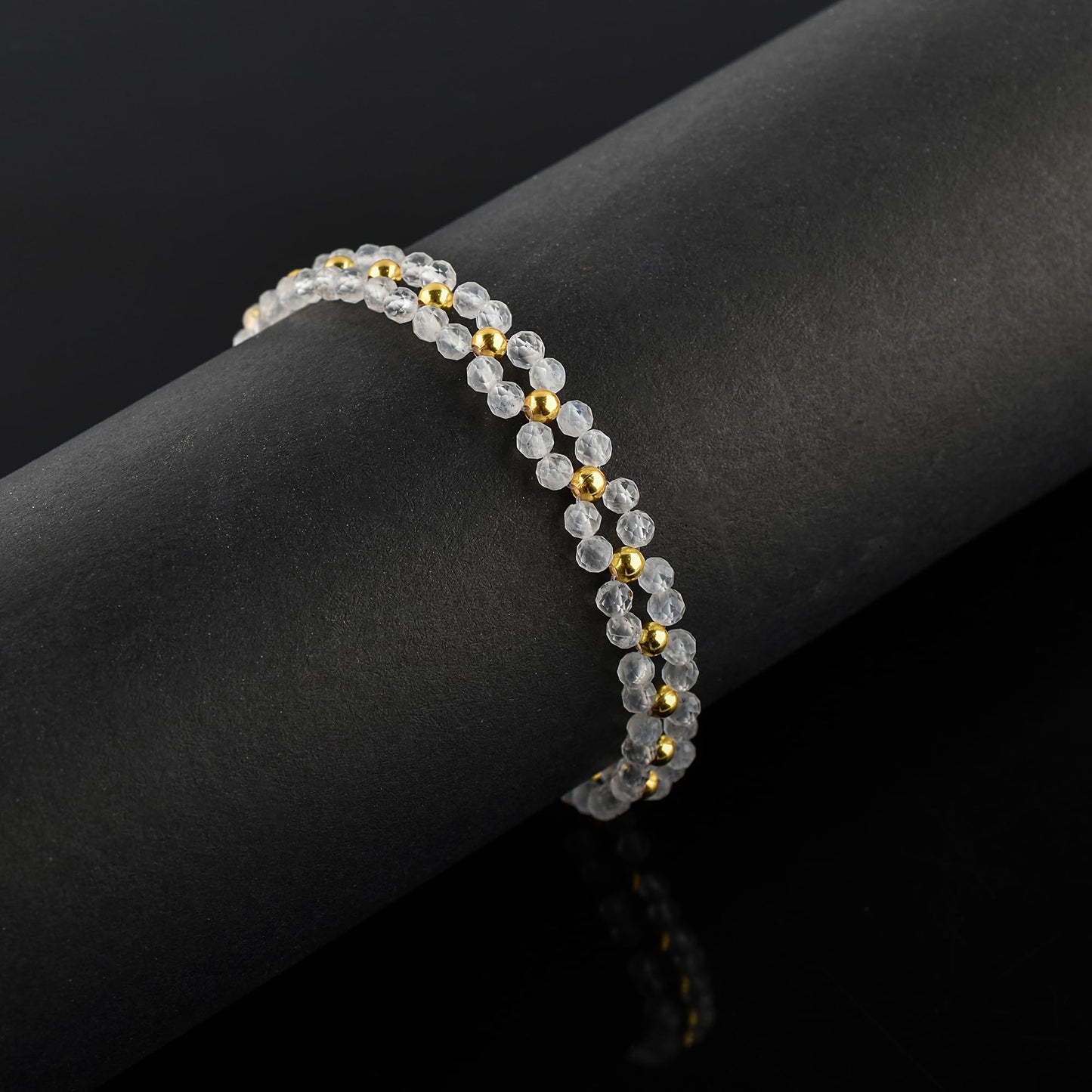 InfinityGemsArt Moonstone Bracelets for Women – June Birthstone White Gemstone, Handmade 14K Gold Plated Adjustable Chain, Dainty Chakra Jewelry, Gift for Her - Mom Jewelry