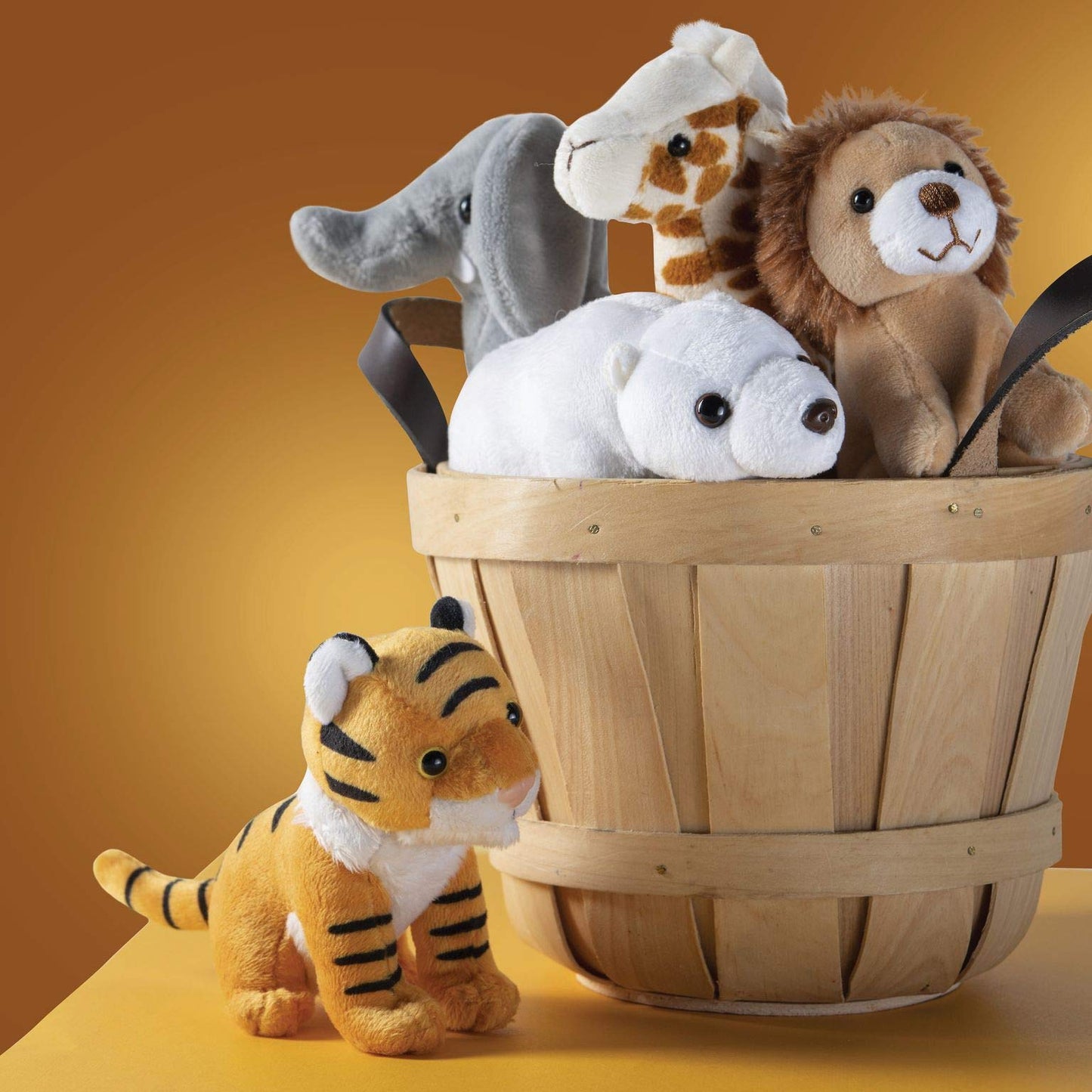 PREXTEX Safari Friends Stuffed Animal Gift Set - 5 Small Plush (Giraffe, Tiger, Lion, Polar Bear, Elephant) Zoo Animals - Machine Washable Stuffed Animals for Boys & Girls Ages 3-5+