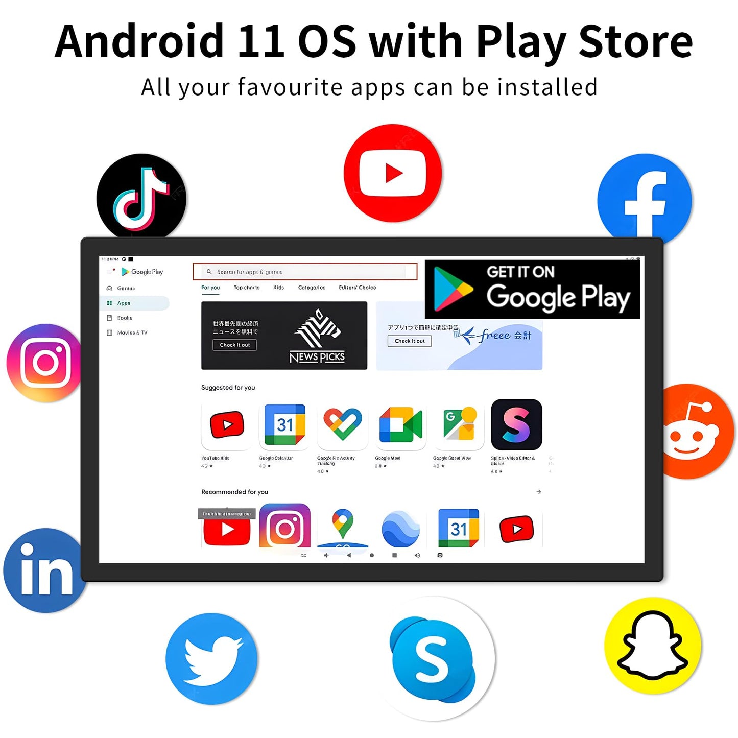 AYSTekMann 15.6" Digital Signage Display 10000 mAh Capacitive Touch Screen Advertising Display with Wireless Screen Mirroring, All in One LCD Screen HDMI-in with Android 11(2+32GB)