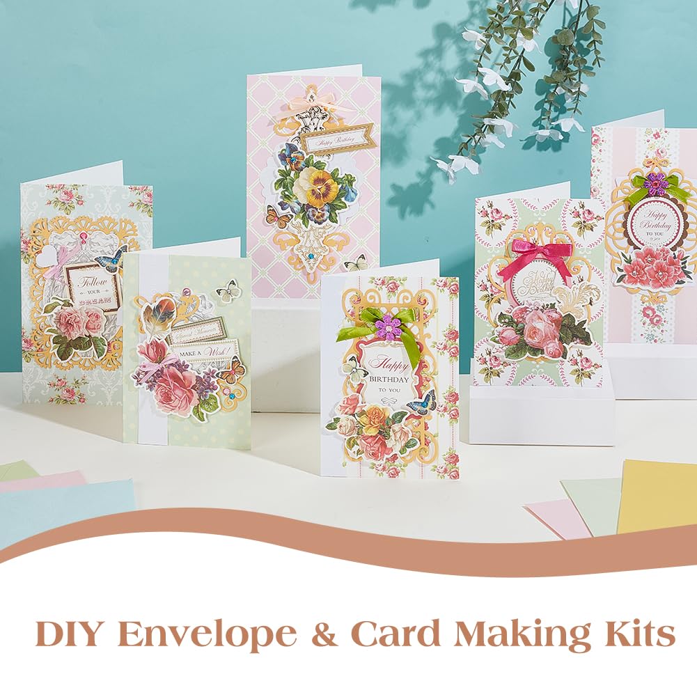 AHANDMAKER Handmade Greeting Card Making Kits, DIY Thank You Card Set Flowers Theme Paper Envelopes Cards Stickers for Christmas Thanksgiving Mother's Day Birthday Gifts Crafts Decorations