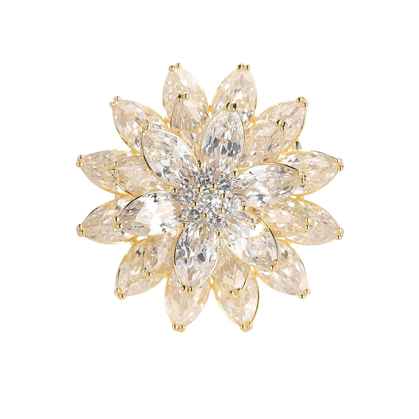 AILONMEI Gold Broach Christmas Pins And Brooches For Women Fashion Large Elegant Flower Designer Brooch Pin (Shiny Snowflake)