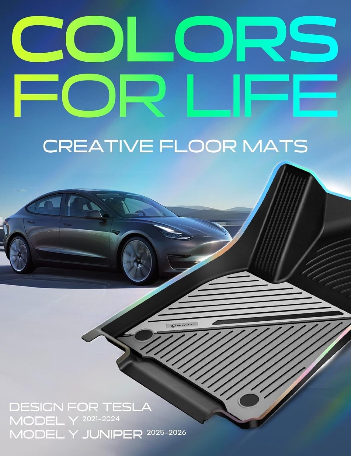 YHTAUTO Upgrade Obsidian Black Car Floor Mats Fit Tesla Model Y 2020-2024 2025 2026 Juniper TPE Dual-Tone All Weather Car Mats, Custom Fit Model Y Acessories, Anti-Slip, Easy to Clean, Odorless Liners