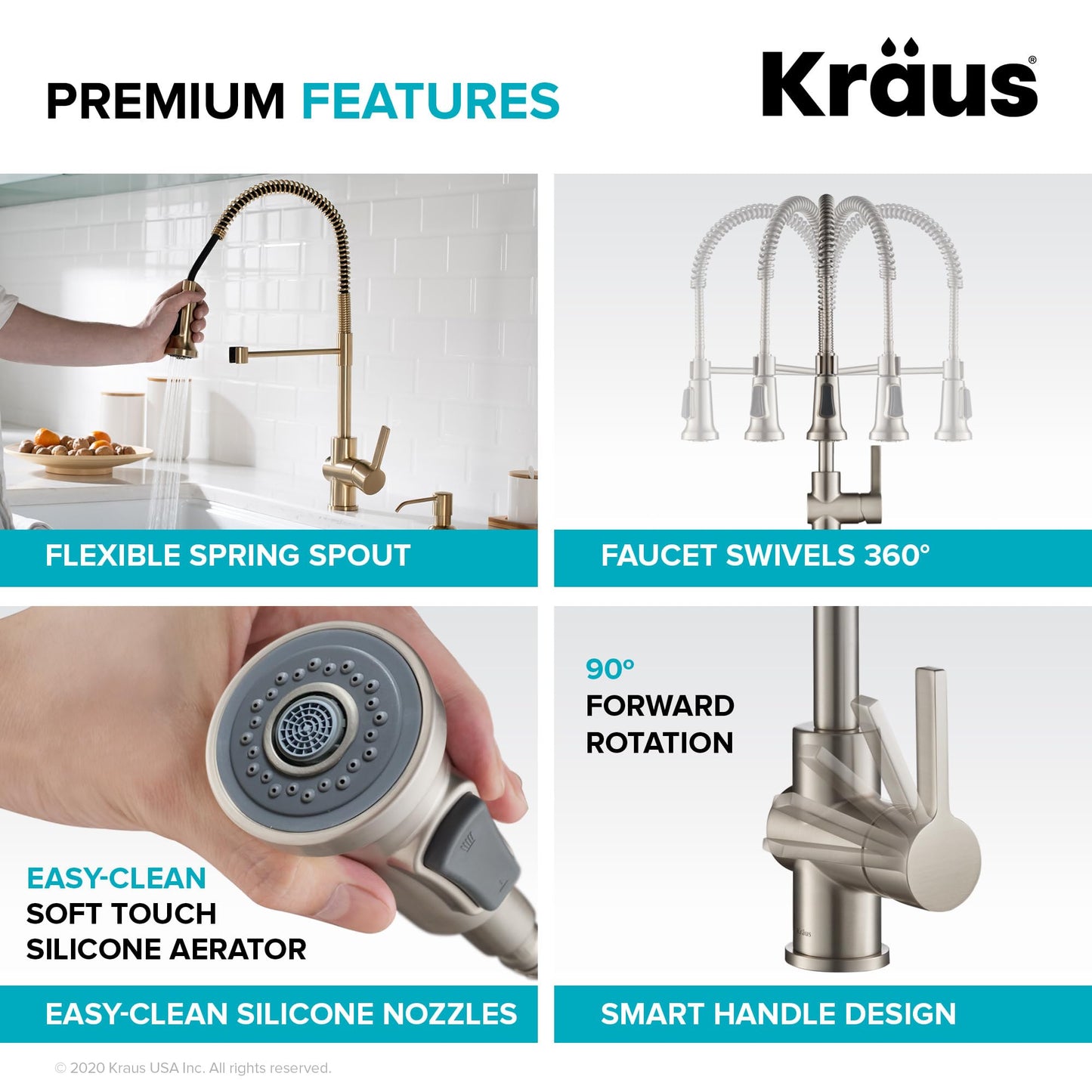 KRAUS Britt Commercial Style Kitchen Faucet in Spot Free Antique Champagne Bronze, KPF-1690SFACB