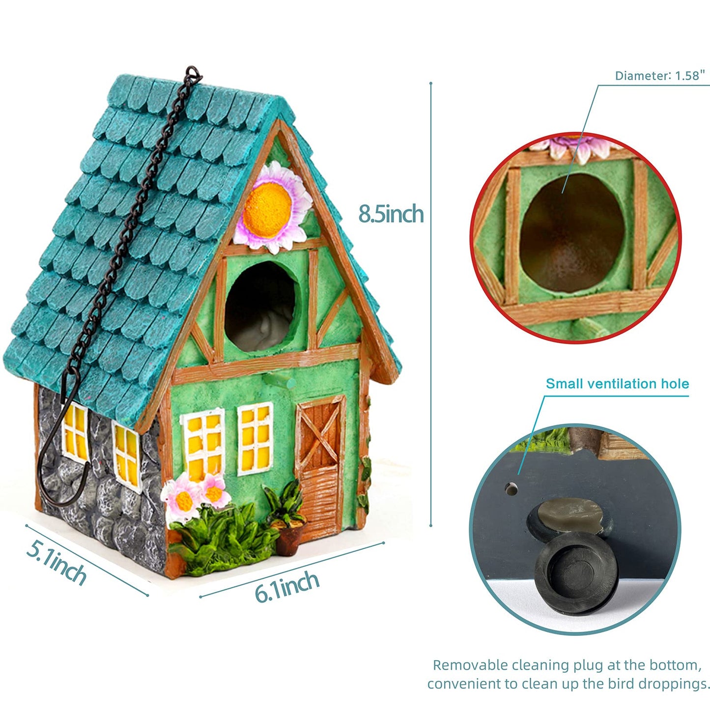 Bird Houses for Outside Clearance Hanging Birdhouses for Outdoors Bluebird Houses for Outside Nesting Box for Bird Lovers Tree Swallow Finch Wild Birds Wren Chickadee1