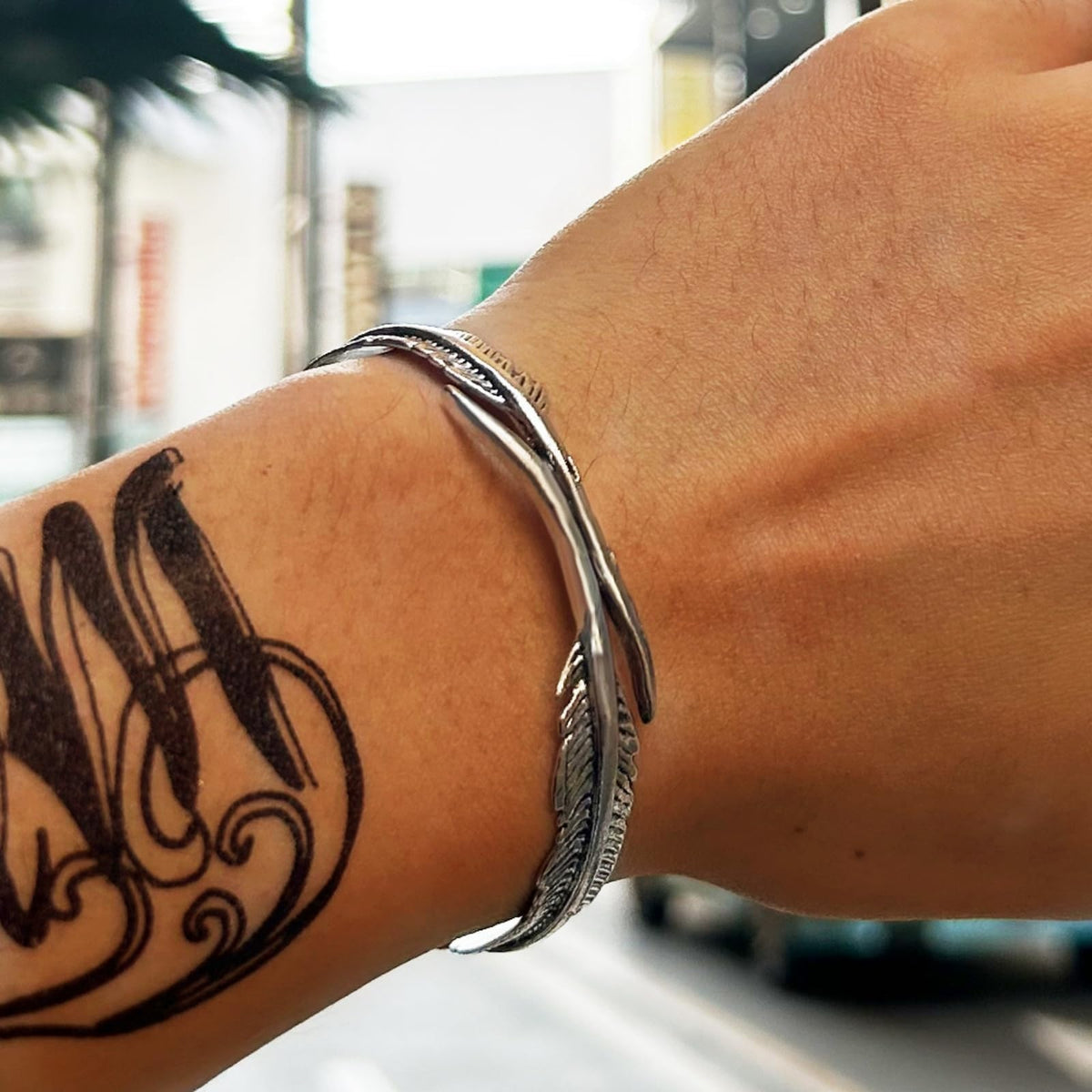 Baoaichi Handmade Vintage Feather Cuff Bracelet For Men & Women, Adjustable Stainless Steel Bangle Bracelet, Unisex Boho Feather Cuff Bracelet, Punk Bracelets, Mens Birthday & Christmas Gifts