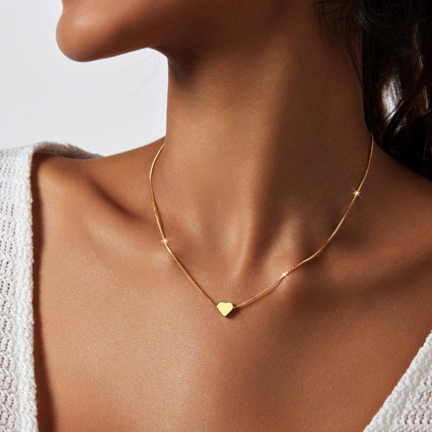 Zeffy Heart Necklaces for Women Trendy 14K Gold Plated Tiny Cute Heart Choker Small Love Pendant Necklaces Simple Dainty Gold Jewelry for Women Trendy Valentine Gifts