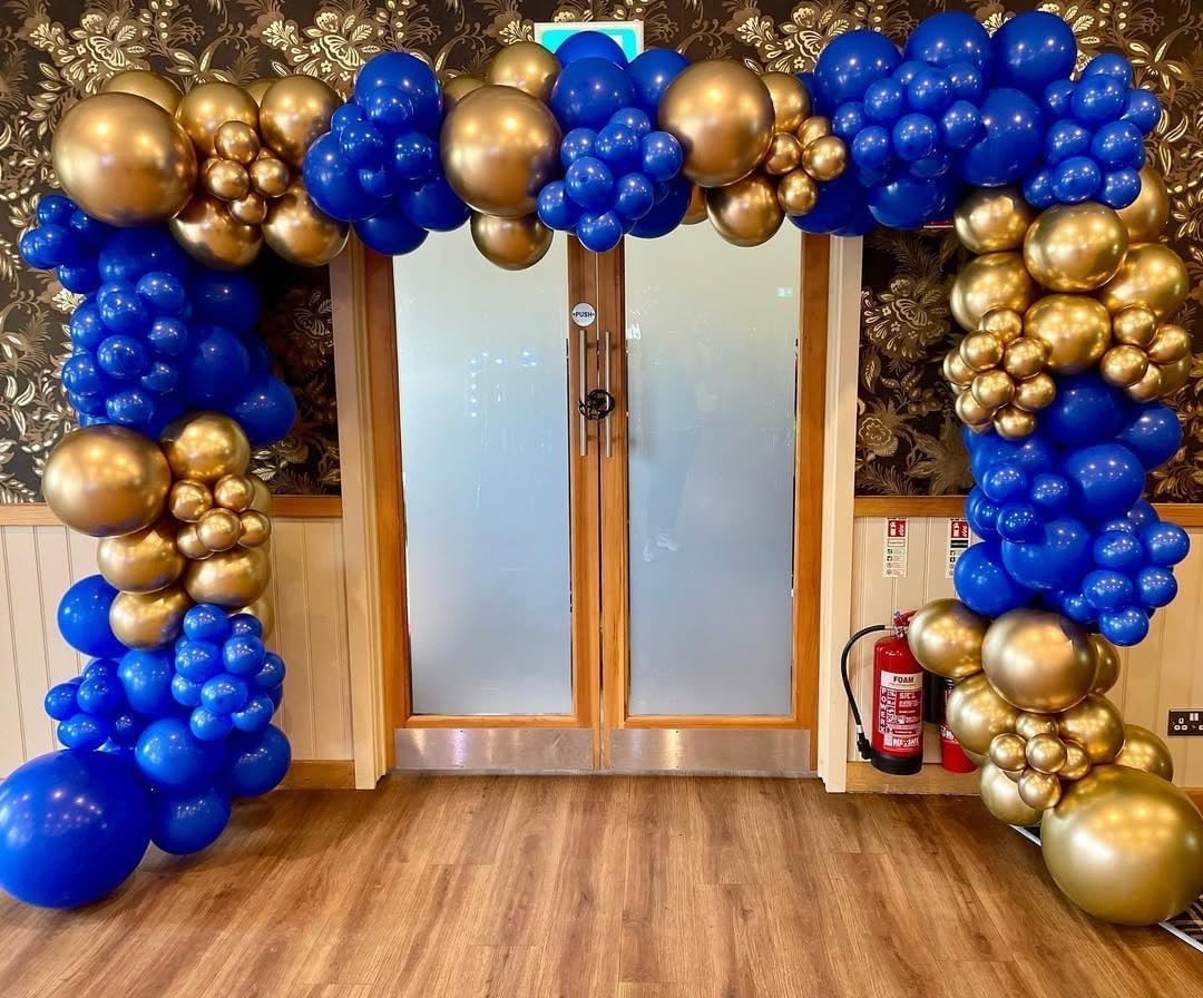EICUECUE Navy Blue and Gold Balloons Garland Arch Kit with Stars 200Pcs -5 10 12 18 22 inch Balloon and Confetti Latex Balloons for 2025 Graduation Birthday Anniversary New Year Prom Party Decorations