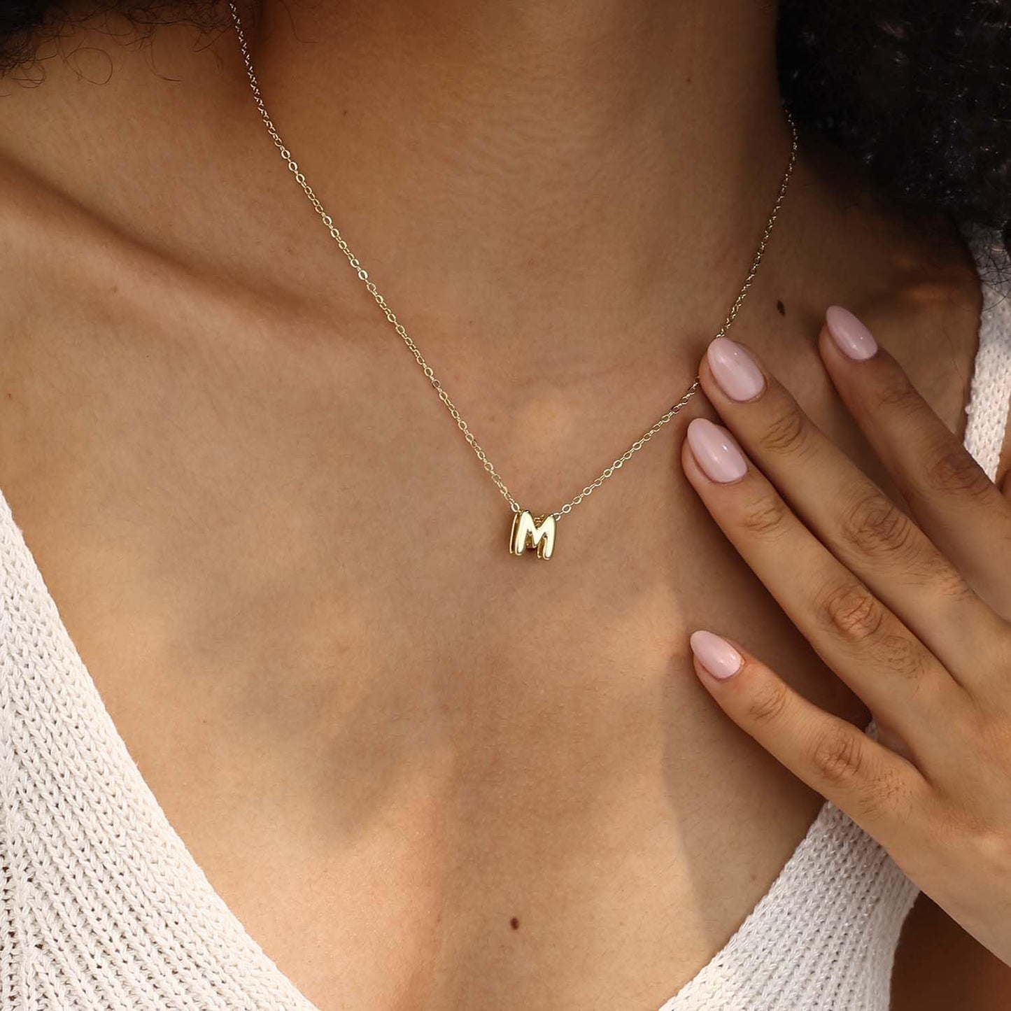 CUEZIY 14K Gold Plated Bubble Letter Necklace Initial Necklaces for Women Dainty Personalized Charm Pendant Name Necklace Cute Non Tarnish Fashion Accessories Teen Gift Trendy Stuff Jewelry Gifts