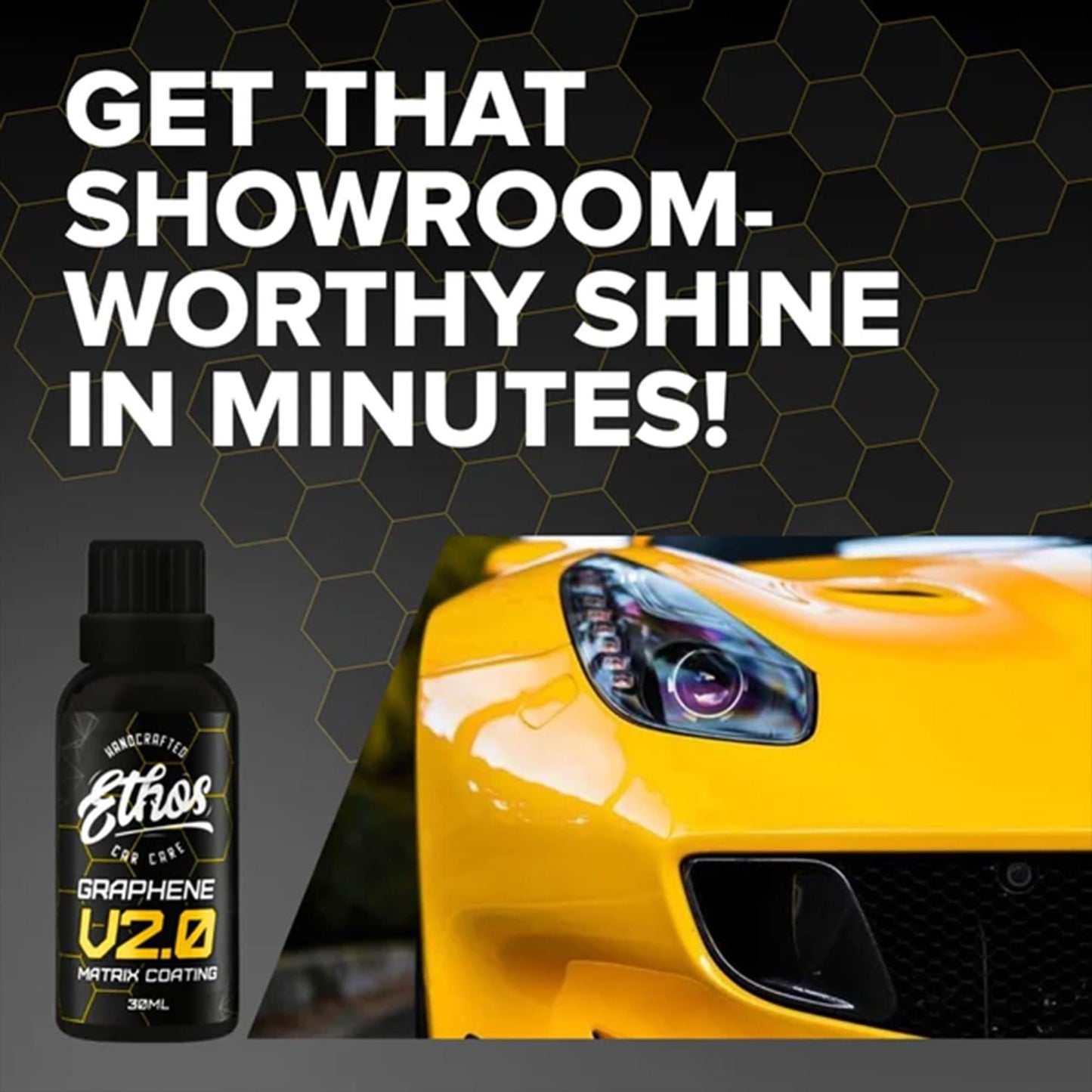 Ethos Handcrafted Car Care Graphene Matrix Coating with Applicator - Graphene Ceramic Coating | 5+ Years of Protection | Incredible Hydrophobic - Revolutionary Graphene Nanotechnology