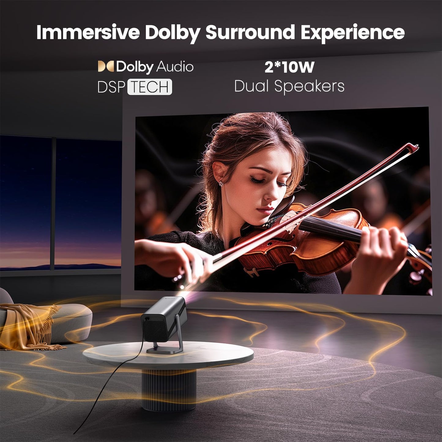 [Officially-Licensed APP/4K Support/Dolby Audio] Portable Smart Projector with WiFi and Bluetooth, Auto Focus & Keystone/Zoom,360°Adjustable Stand, iWIMIUS Mini Outdoor Moive Proyector（2026 Upgraded）