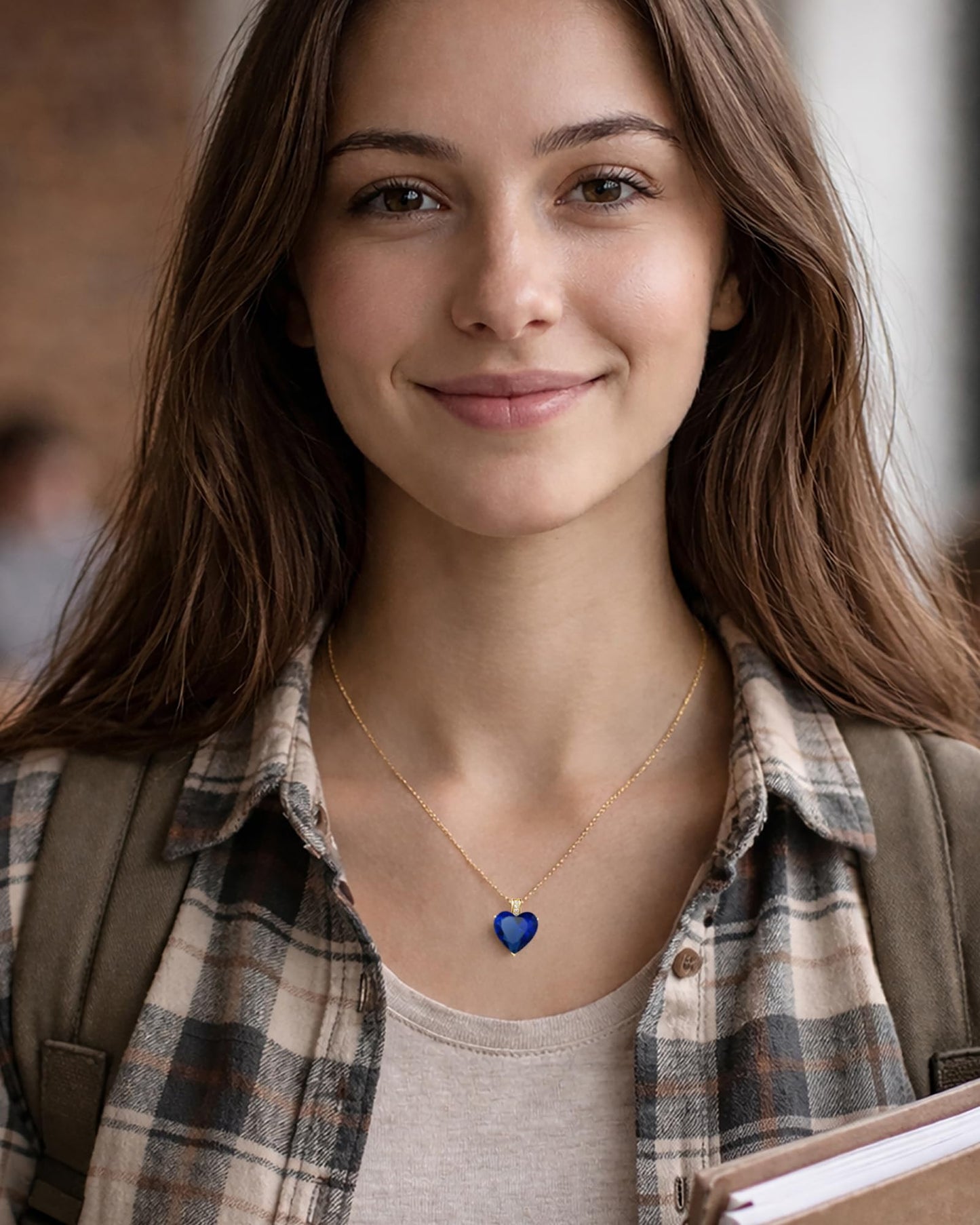 MIDDLUX Birthstone Necklace for Women, Heart Necklace, Birthstone Jewelry, Sapphire Necklace, Sapphire Jewelry for Women, September Birthday Gifts for Women, Blue Necklace
