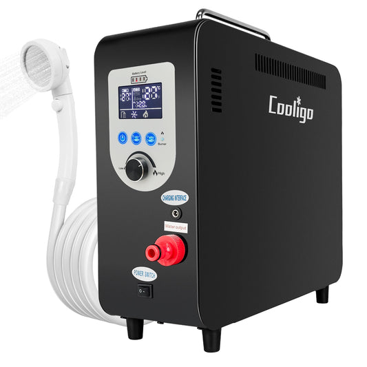 Portable Propane Water Heater for Camping Shower, 40,900 BTU 4500mAh Rechargeable Battery, Tankless Water shower for Outdoor Shower with Pump, Table Top Camp Water Heater for Camping and Vacationing