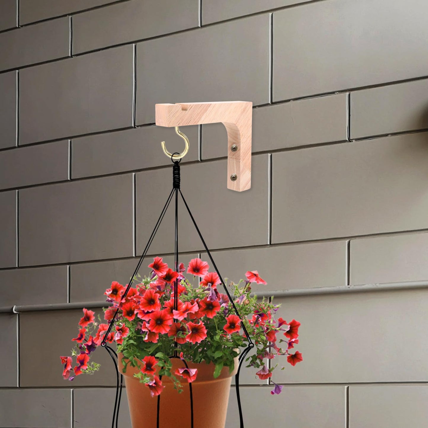 BESPORTBLE 2pcs Wooden Plant Hangers Indoor Wall Hooks Heavy-Duty Hanging Brackets for Potted Plants Natural Wood Holder Suitable for Indoor and Outdoor Gardening