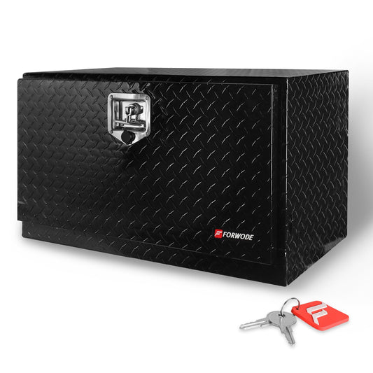 FORWODE 30 Inch Underbody Truck Tool Box Aluminum Storage Tool Box for Pickup Truck Bed, RV Toolbox - Black