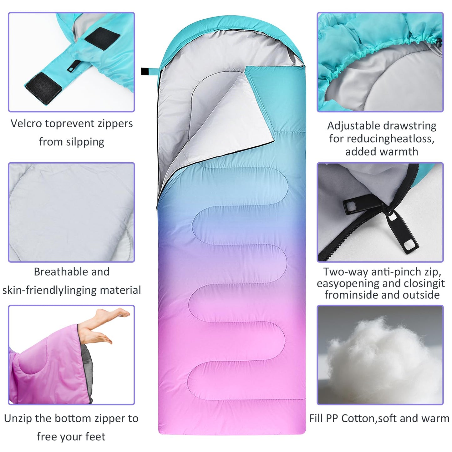 Ausletie Sleeping Bags for Adults, 3 Seasons Cold Warm Weather Waterproof Lightweight Camping Sleeping Bags for Men and Women,Camping Outdoor Travel
