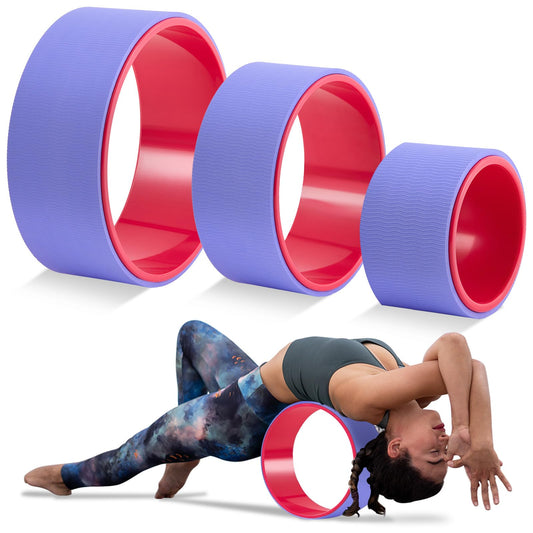 Simgoing 3 Pack ABS Yoga Wheel Set 660 Lbs Foam Roller for Back Pain & Stretching Back Wheel for Massage, Purple and Pink Set