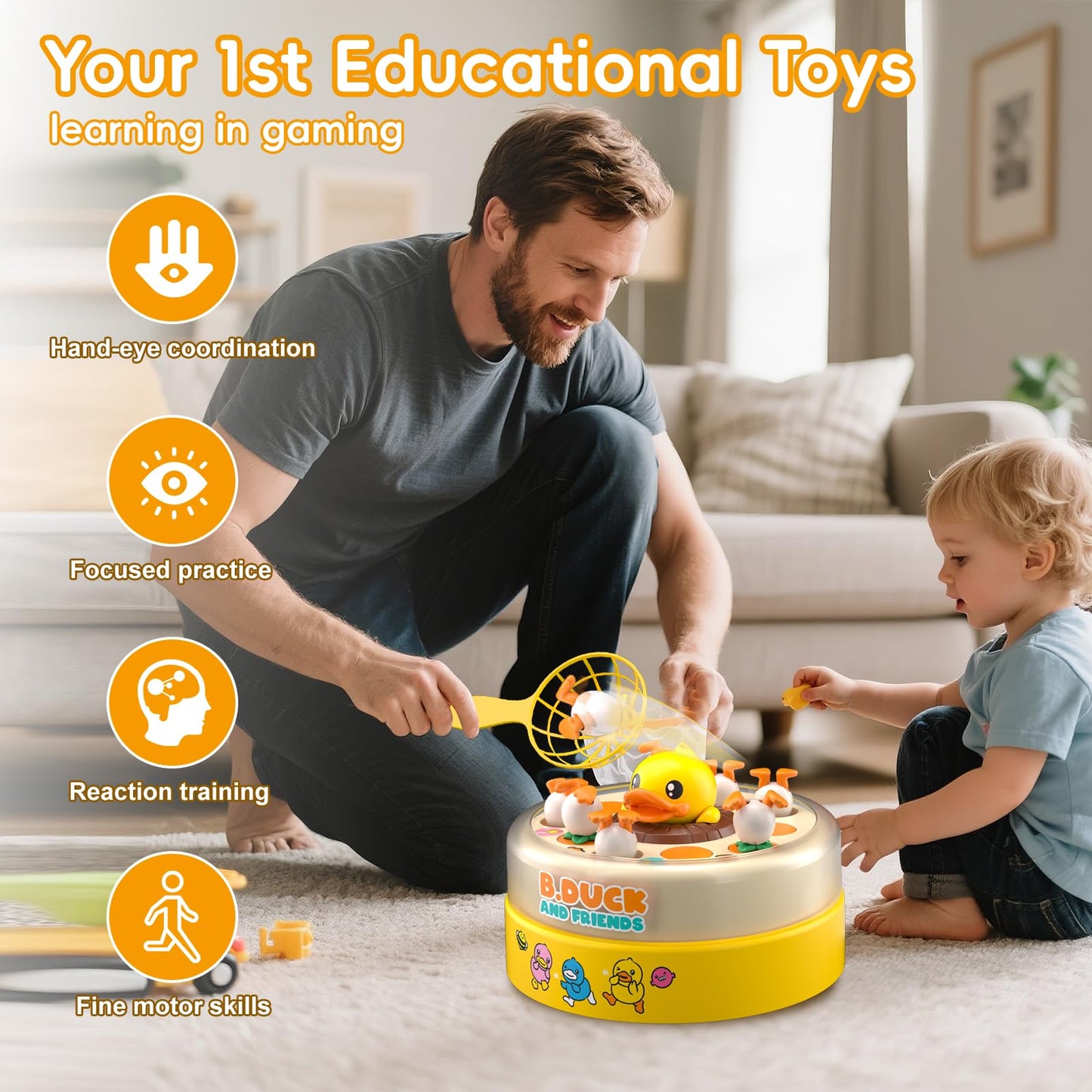 BDUCK+ Board Games for Toddlers, Kids Toys Jumping Ducks Game for Kids 4-8, 2 Players Family Board Game Interactive Educational Toy for Boys Girls, Birthday Gifts for Age 3 & Up