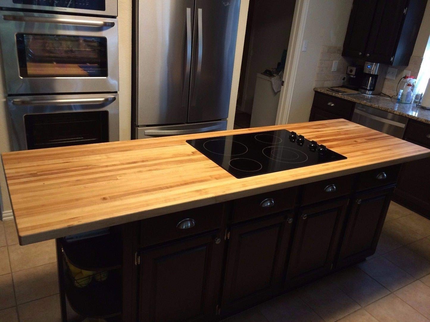 Maple Butcher Block Top - 1.5" Thick - Unfinished - Great for Countertops, Desks, Laundry folding tables, Workbench tops, Cutting Boards, and More - Made in the US by FJ Tops (30" x 48")