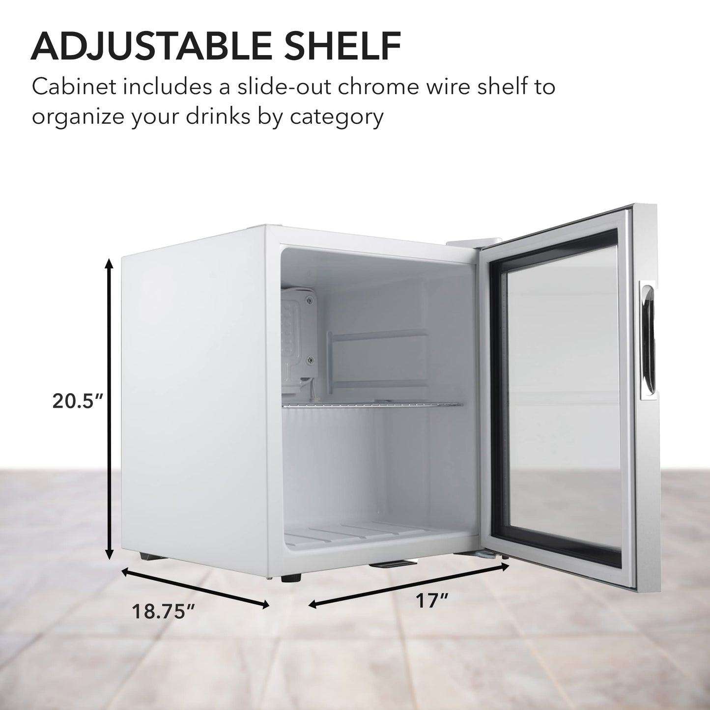 Whynter Beverage Refrigerator with Double-Layer Glass Door, 68-Can 1.6 Cu Ft Freestanding Drink Mini Fridge, BR-062WS, Stainless Steel