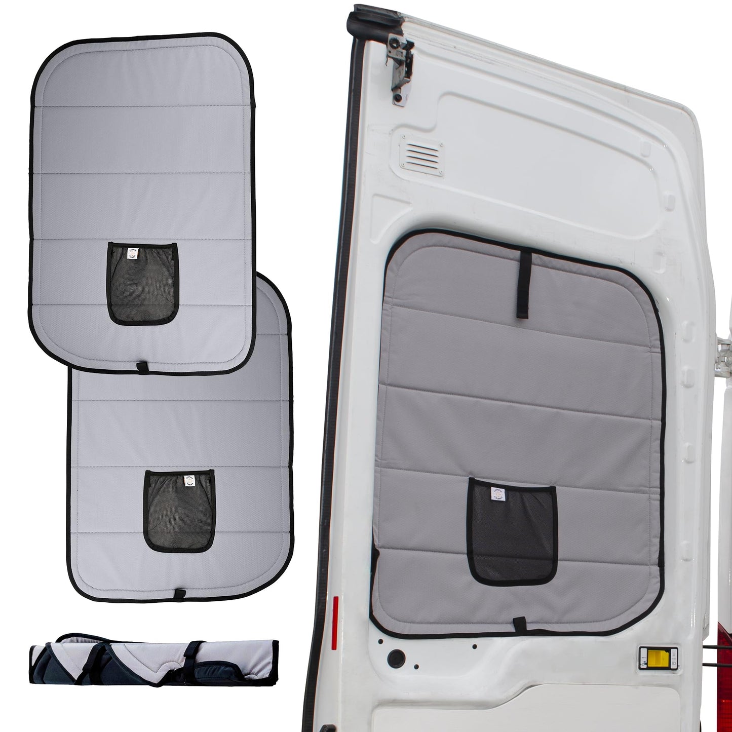Living in a Bubble Insulated Blackout Rear Door Window Covers for Ford Transit 2015-Current Full Metal Door (Pair). Van Life Essentials & Camper Accessories