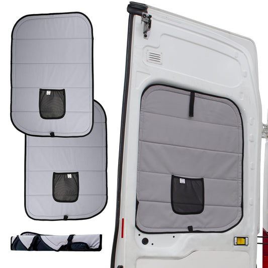 Living in a Bubble Insulated Blackout Rear Door Window Covers for Ford Transit 2015-Current Full Metal Door (Pair). Van Life Essentials & Camper Accessories
