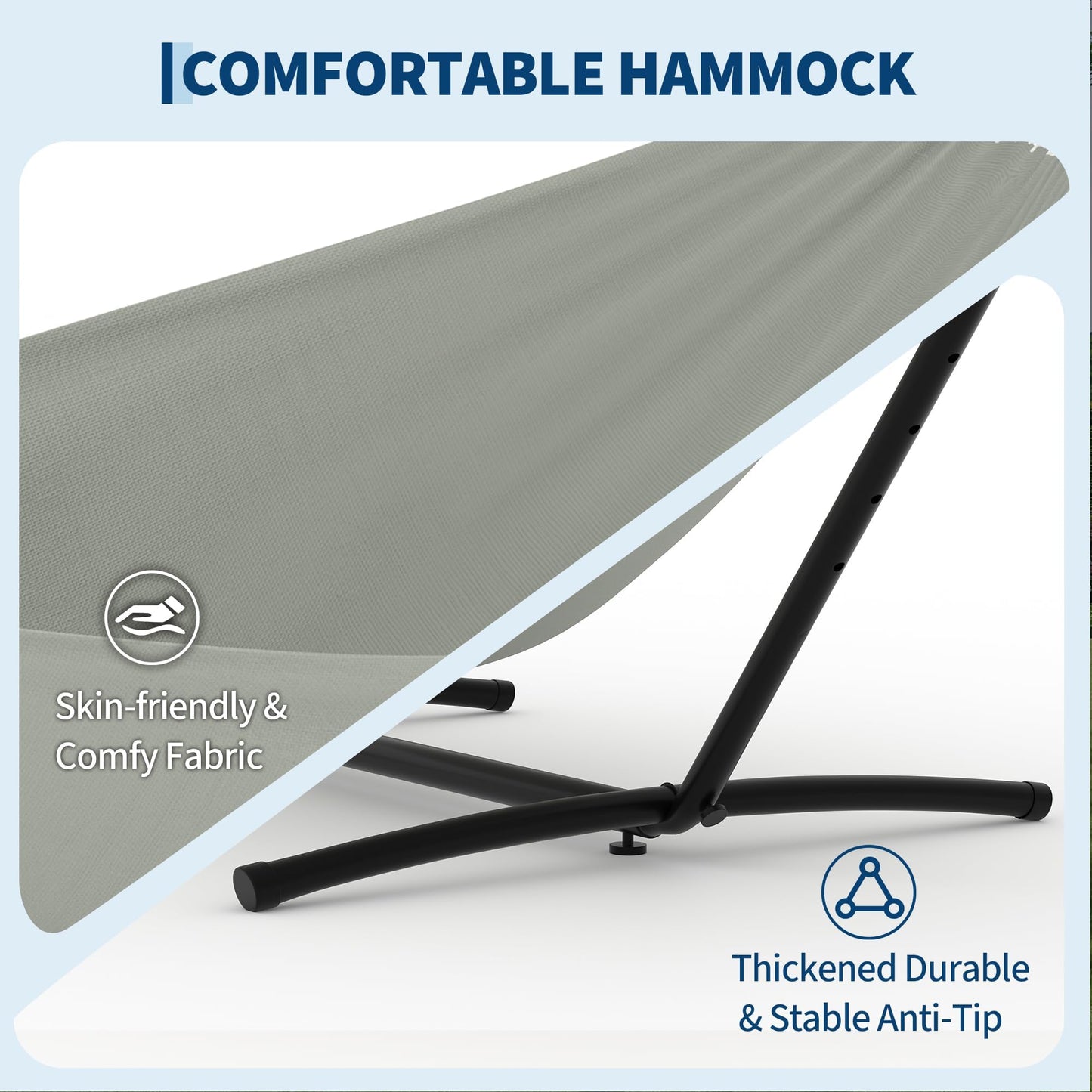 Garvee 2 Person Hammocks with Stand for Outside, Double Hammocks Portable Space Saving Heavy-Duty Steel Stand for Indoor Outdoor Patio with Carrying Bag, 450 lbs Capacity