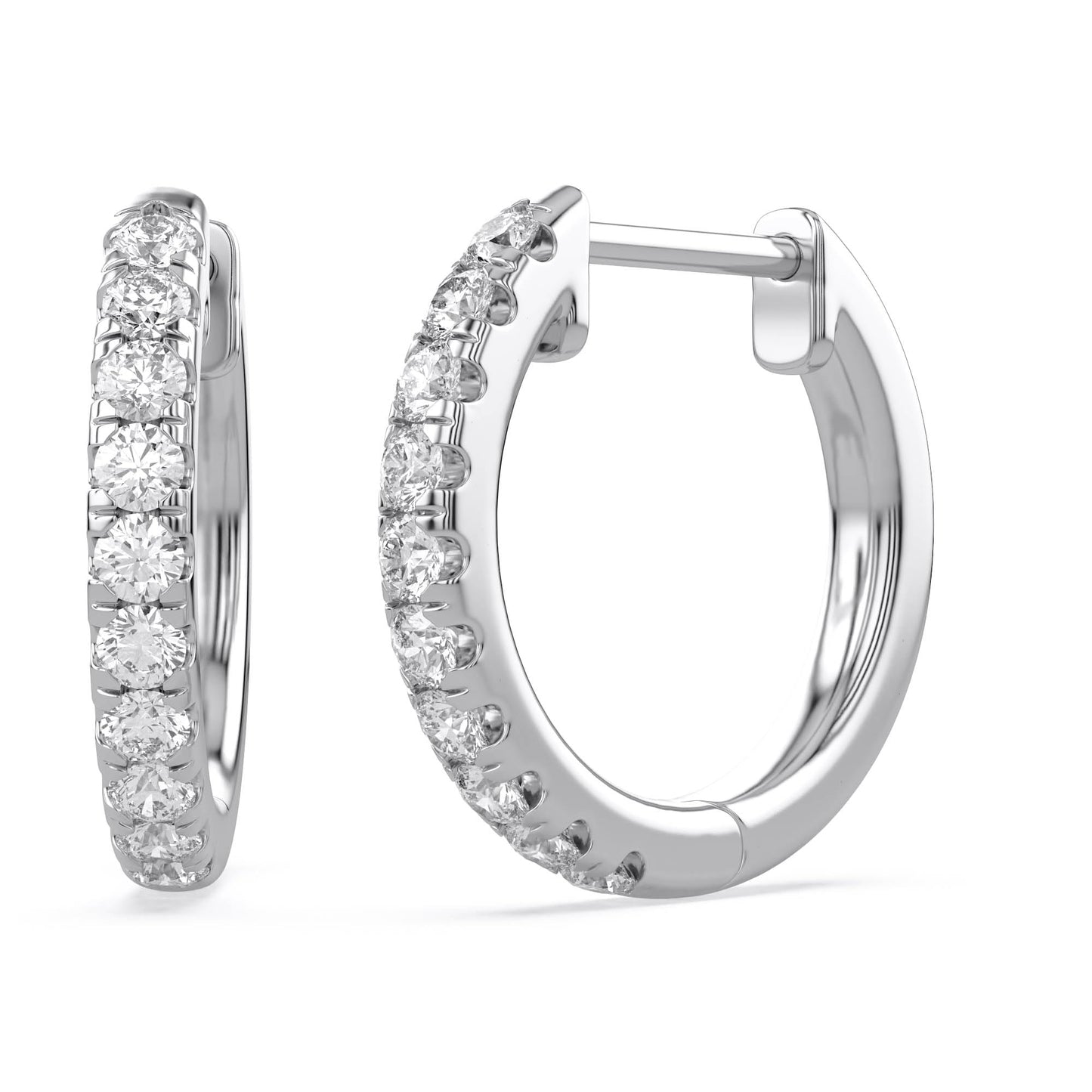Huggie Hoop Earrings For Women, 1/4 Carat Round Shape Lab Grown Diamond Wedding Bridal Hoop Earrings In 14K Solid White Gold Jewelry for Her (0.25 Cttw)