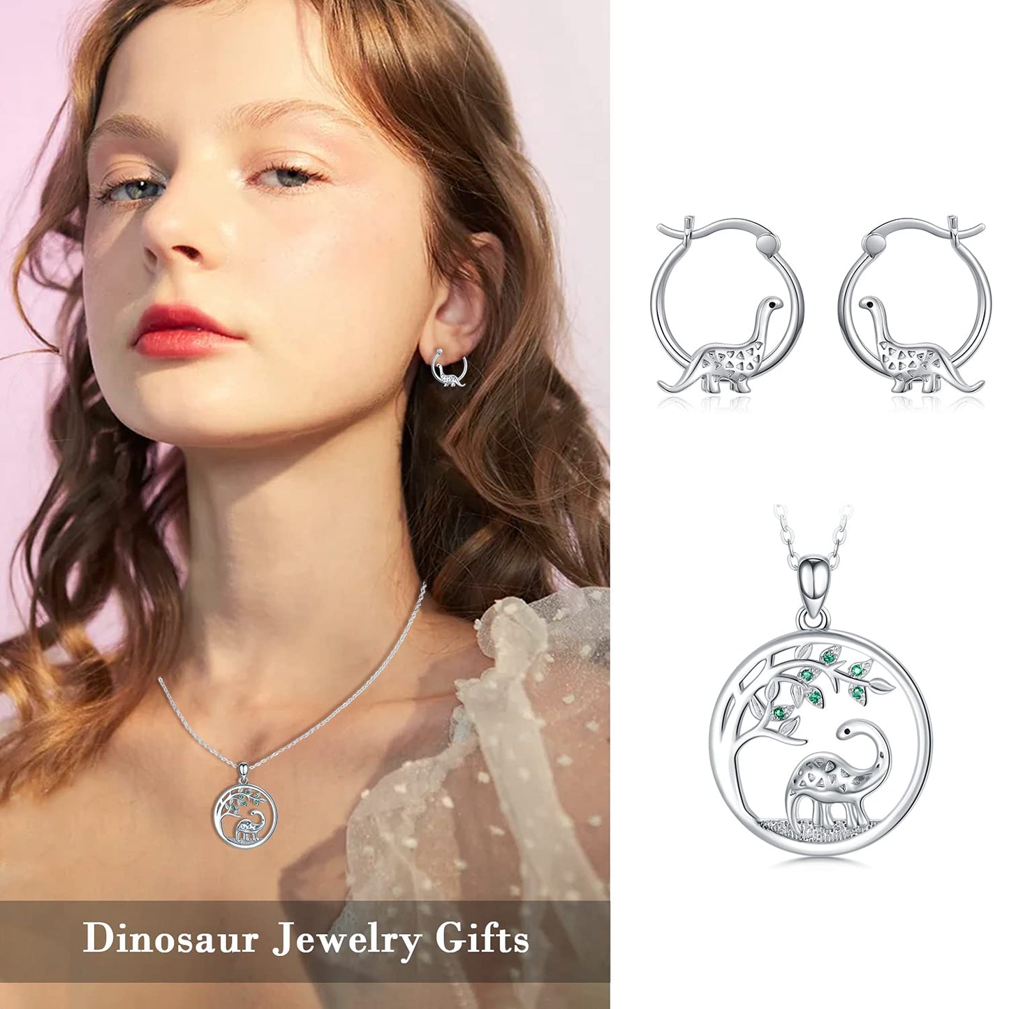 Dinosaur Earrings Sterling Silver Small Hoop Earrings for sensitive ears Cute Dinosaur Jewelry Gifts for Women Daughter
