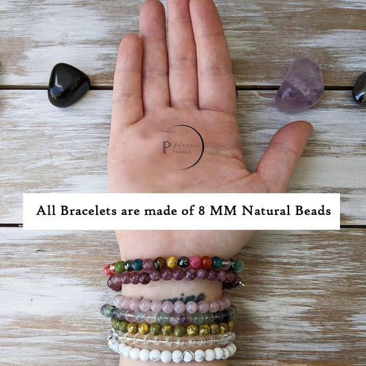 PRECIOUS PEBBLE Soul Mate Men's & Women's Bracelet – Rhodonite, Rose Quartz & Garnet Gemstone Beads Adjustable Bracelets for Men, Women, Connection, Inner Harmony & Thoughtful Gifting, 8mm Beads