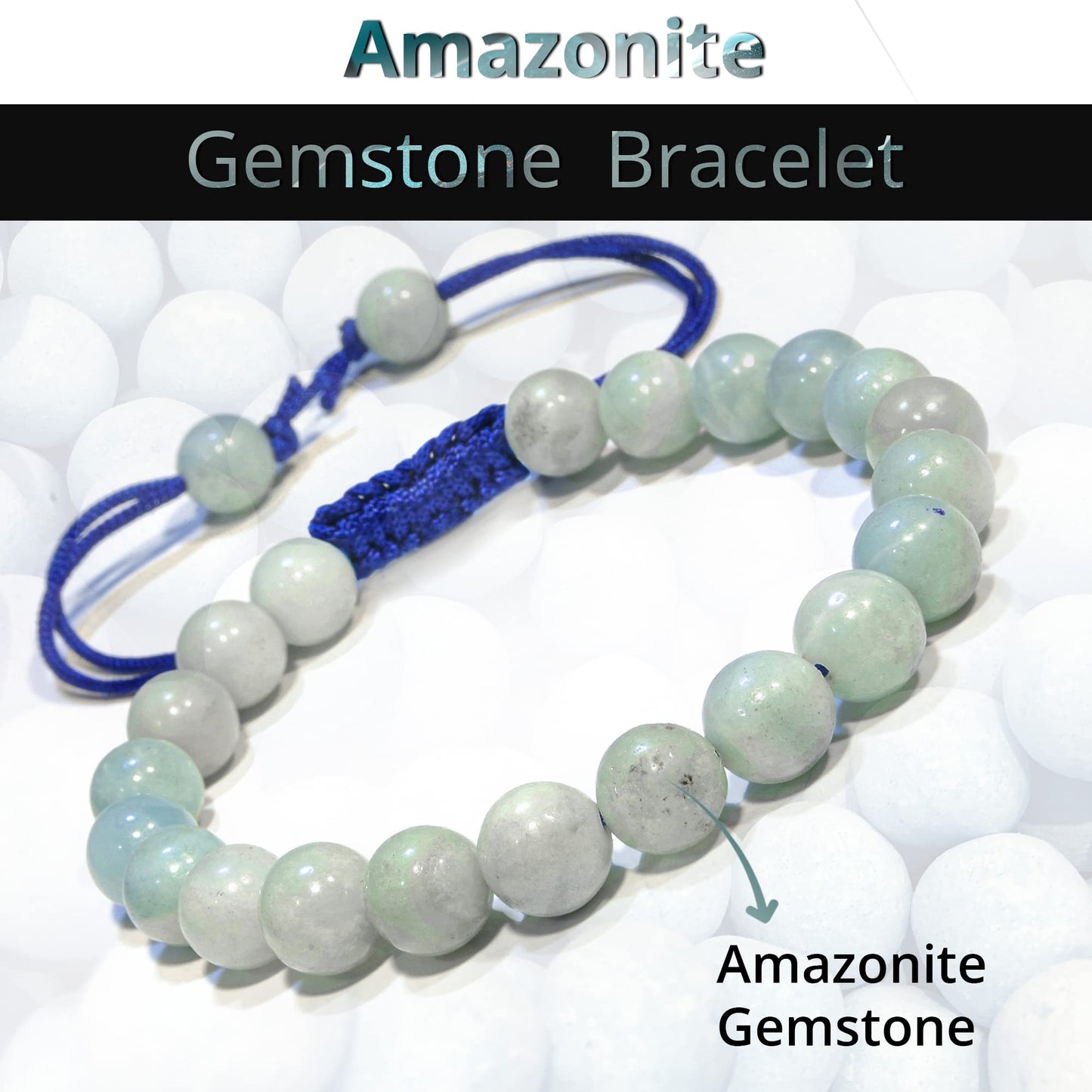 ANAYA AGATE Healing Crystal Bracelet – Chic Gemstone Bracelet for Men and Women – 8mm Round Bead Bracelets for Spiritual Healing, Protection, Positive Energy - Amazonite