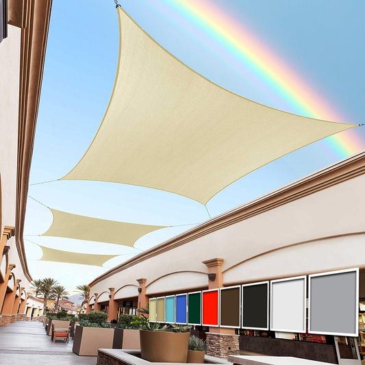 Royal Shade 12' x 20' Beige Rectangle Sun Shade Sail Canopy Outdoor Patio Fabric Screen Awning RTAPR1220 - UPF50+ 95% UV Blockage, Heavy Duty, Water & Air Permeable (We Make Custom Size)