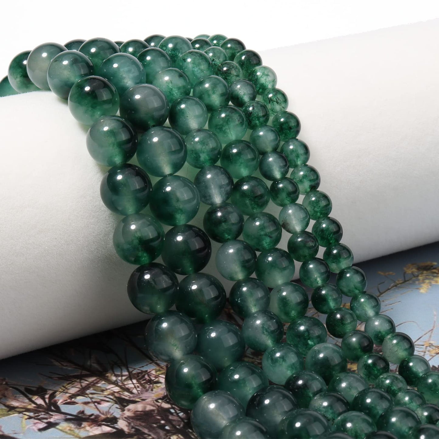 60pcs 6mm Natural Stone Beads Green Chalcedony Beads Energy Crystal Healing Power Gemstone for Jewelry Making, DIY Bracelet Necklace