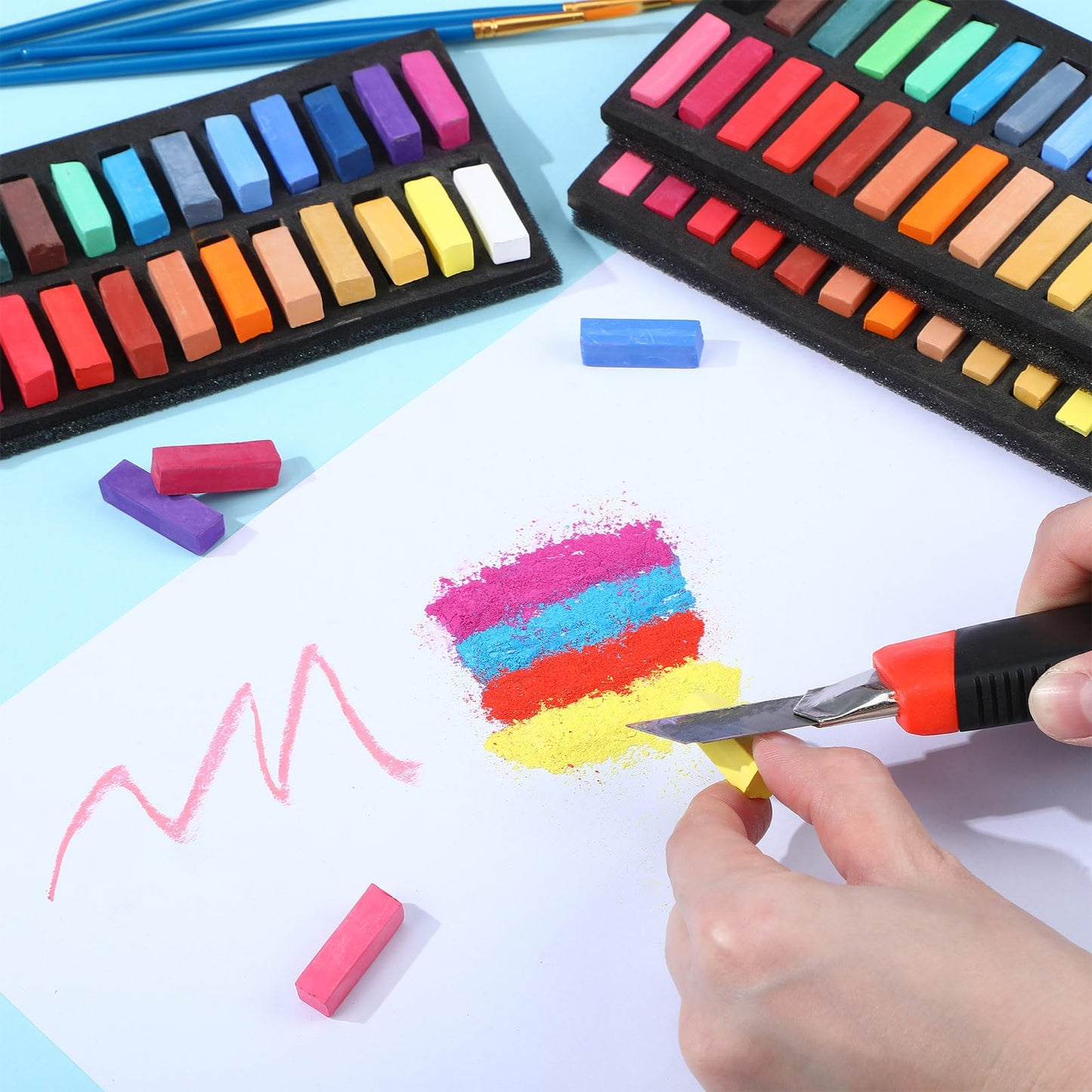 Watersay 432 Pcs Soft Chalk Pastels Set of 24 Colors Bulk 1.18 Inches Square Dry Artist Chalk Pastel Sticks for Office Art Drawing Painting Professional Art Supplies Kit