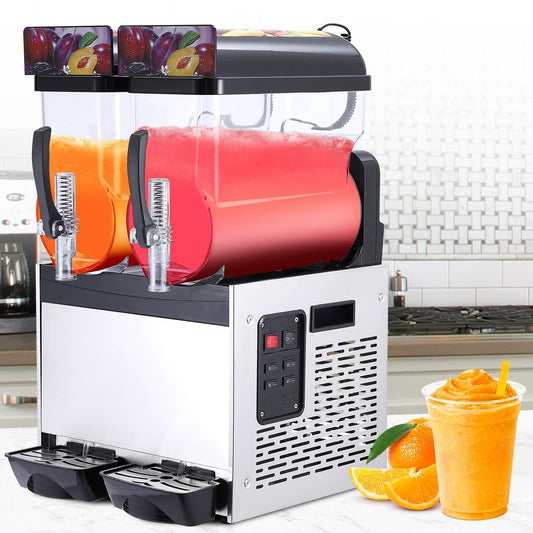 PeacefulHues Commercial Slushy Machine Frozen Drink Machine, Double Tank 12l 700w Stainless Steel, Margarita Wine Slush Smoothies Maker for Restaurant Bar Party