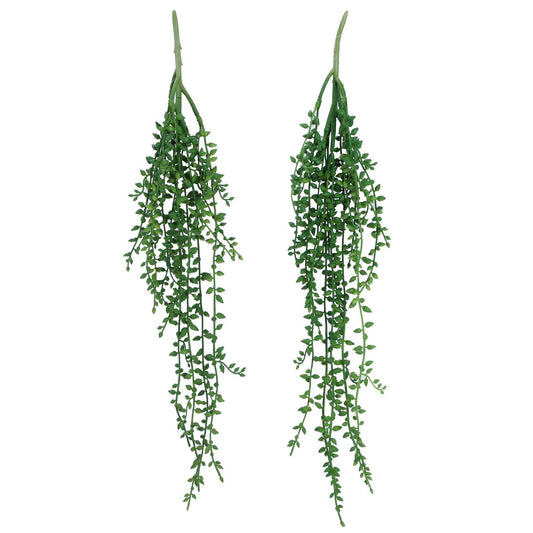 Meneco Artificial Hanging Succulent Plants – 2 Pack String of Pearls Plant Artificial Hanging Plants Unpotted Fake Plants for Bedroom Aesthetic (Large)