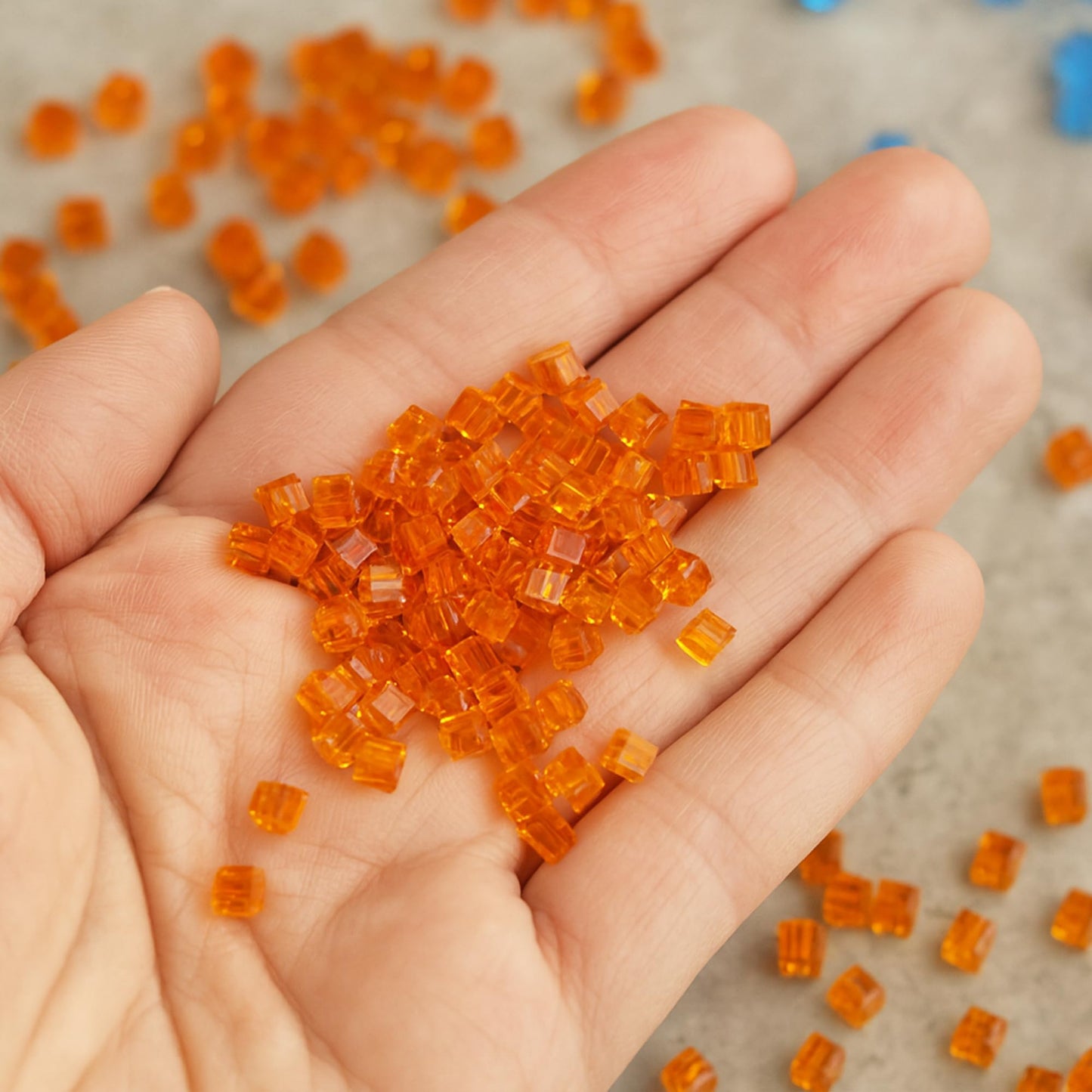 Mandala Crafts Orange 6mm Cube Crystal Beads for Crafts – 300 Loose Faceted Glass Beads for Jewelry Making Spacers, Adult Bracelets, Necklaces, Earrings & Suncatchers