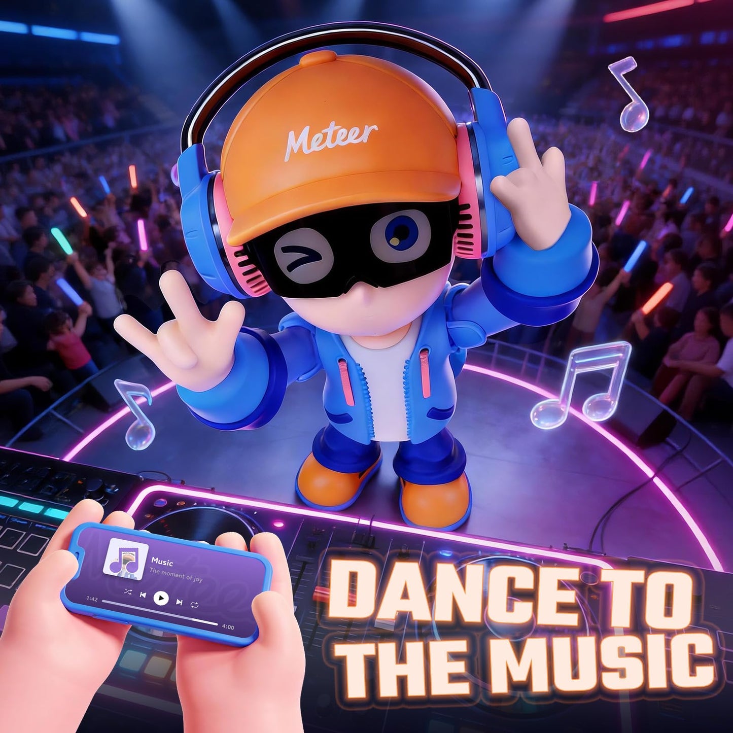 Meteer AI Interactive Robot Pet Toys | Voice Chat, Auto Music Recognition and Dancing | Bluetooth & App Controlled | Birthday, Christmas, Party Gifts for Kids Age 3+