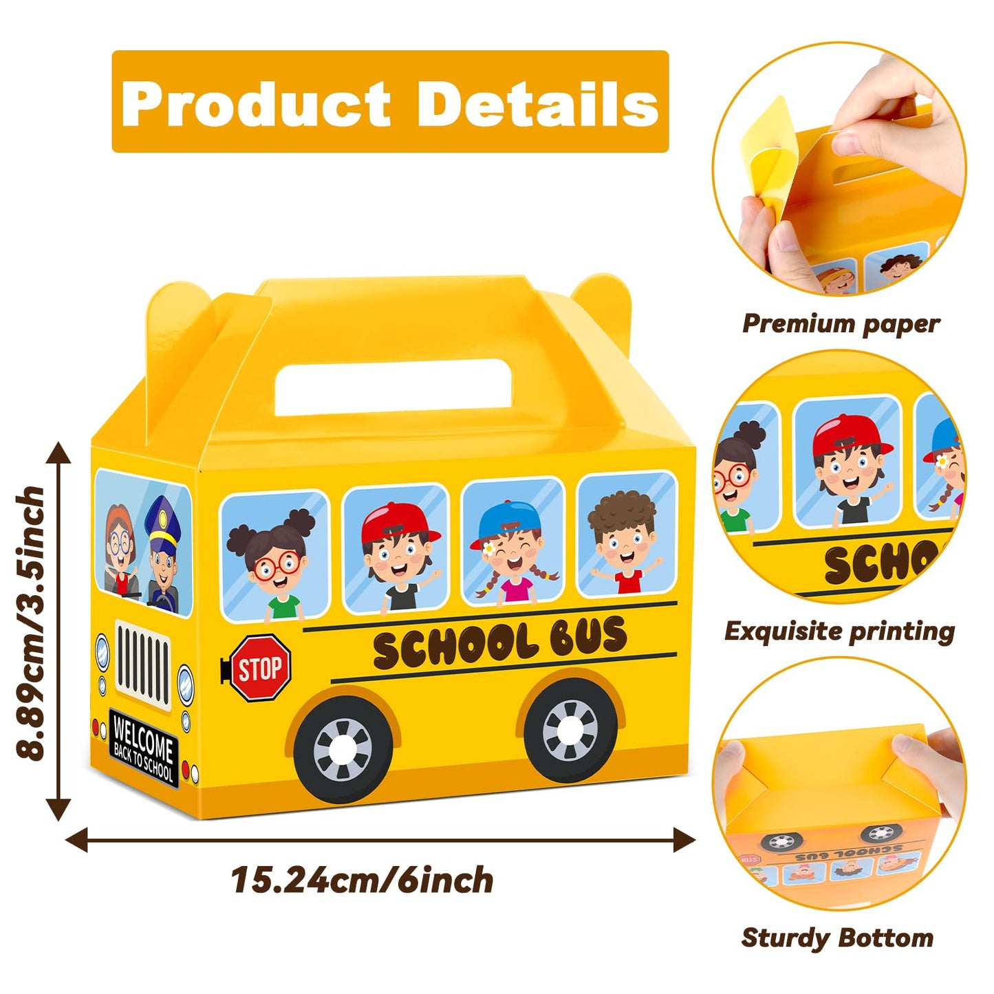 ojustbeok 24Pcs School Bus Party Treat Boxes School Bus Gift Box Party favor Yellow School Bus Goodie Gift Boxes for Kids Classroom Decorations Welcome Back to School Birthday Baby Shower Supplies