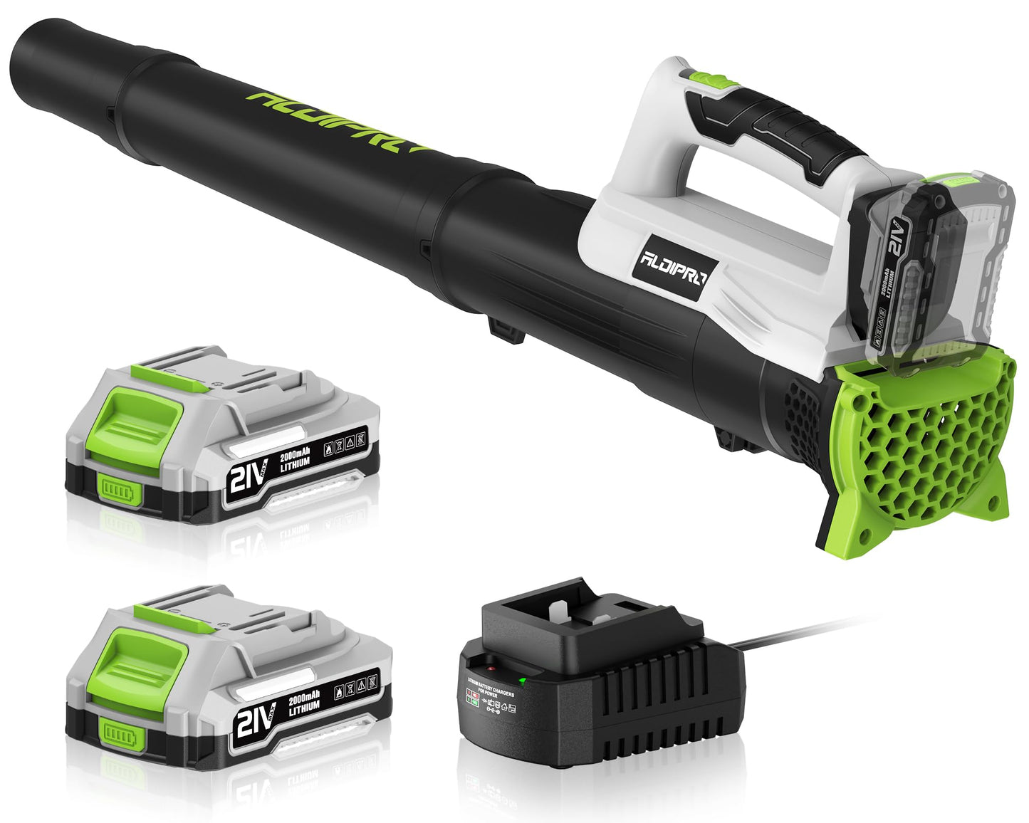 Leaf Blower Cordless with 2x2.0Ah Batteries and Fast Charger 21V Lightweight Electric Leaf Blower, Portable Handhold Battery Powered Blowers for Lawn Care, Patio Cleaning, Blowing Leaves and Dust