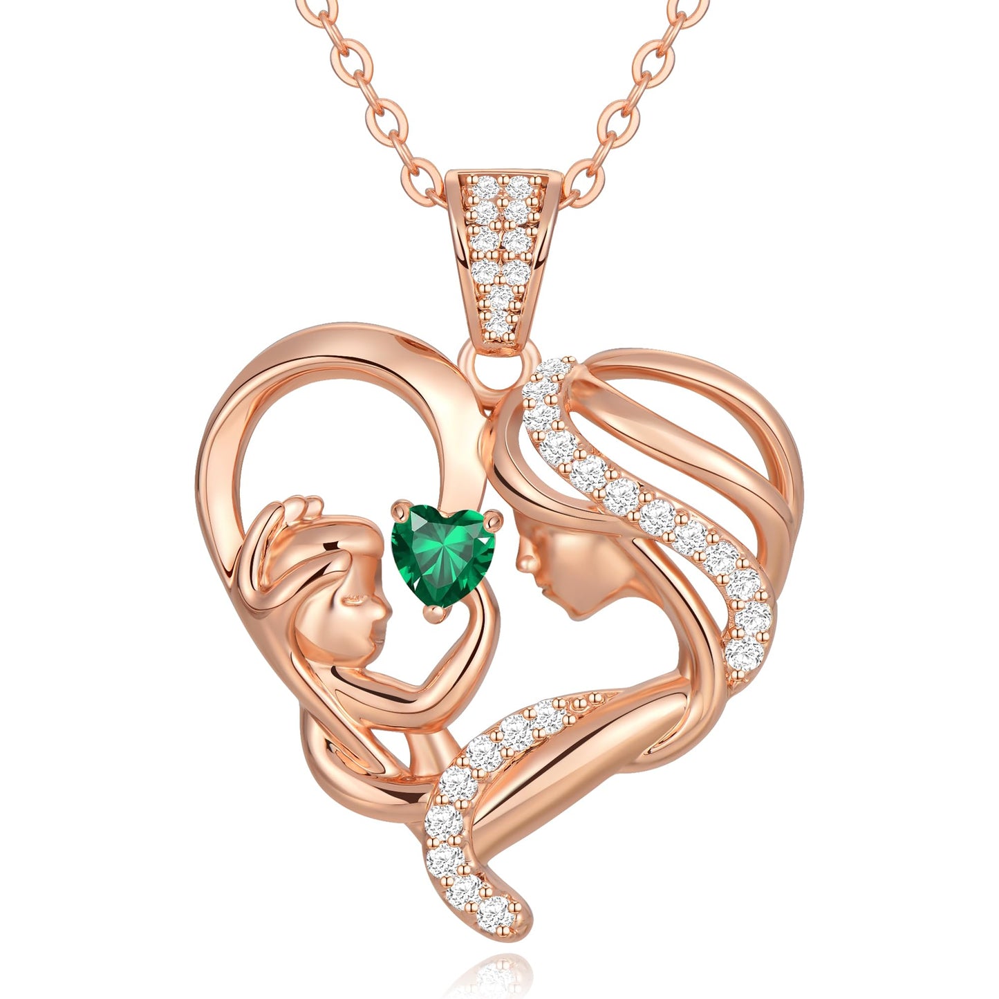 Zifeel Mothers Day Gifts for Mom Wife Her Grandma, S925 Sterling Silver Birthstone Necklaces Jewelry for Women, Mother's Day Love Heart Pendant Necklace for Anniversary Birthday Christmas Day