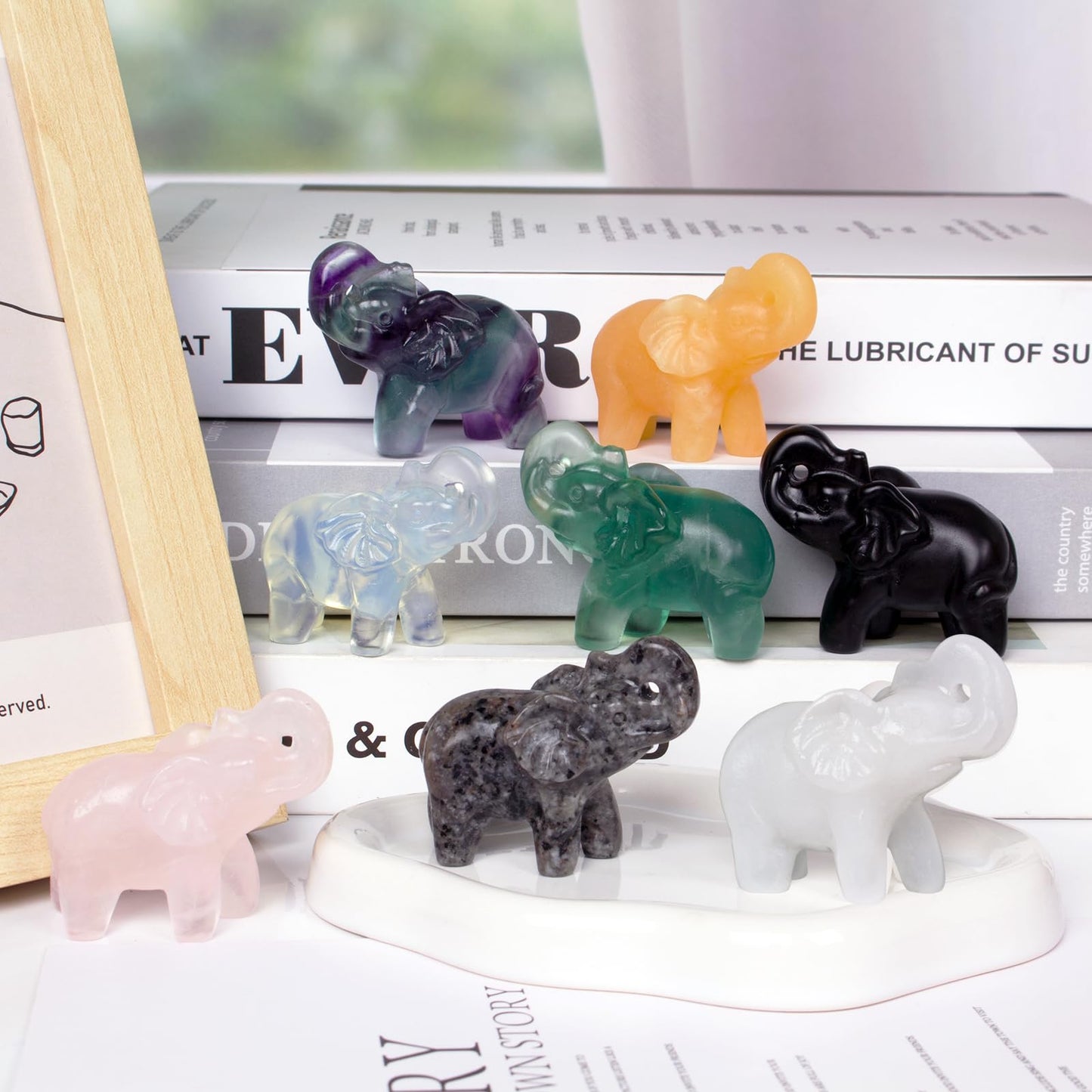 Hguxmcu 2 Inch Black Obsidian Crystal Elephant Sculpture Handcrafted Healing Stone Animal Figurine Spiritual Home Decor Lucky Charm Gift for Wealth Success Positive Energy and Meditation Lovers