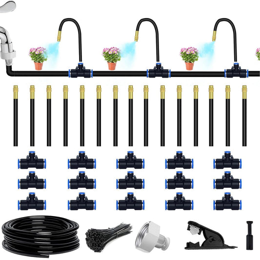 49.21Ft Drip Irrigation Kit Automatic Drip Irrigation System, 360° Bendable Garden Irrigation System, 5/16 inch Garden Watering System Adjustable Bendable Nozzle Copper Sprayer System for Garden