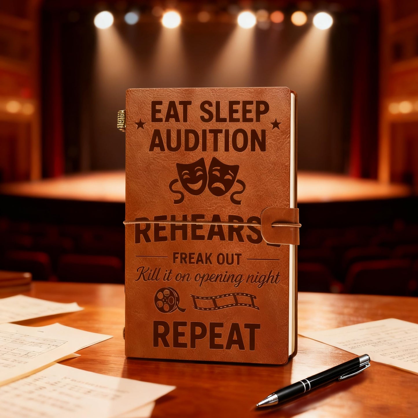 5 Pcs Theater Gifts Set - 20oz Tumblers, Leather Notebook, Pen, Socks, Keychain,Musical Actor Broadway Ideal for Theater Lovers, Drama Students, Performers, Directors,Gifts for Graduation, Birthday