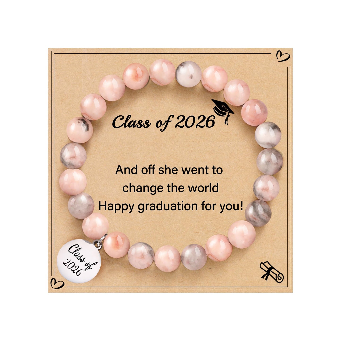 Sistble Class of 2026 Graduation Decorations Bracelet for Her College Graduation Bracelets 2026 Dainty Bead Bracelet Inspirational Gifts for Women Middle School 8th Grade Jewelry