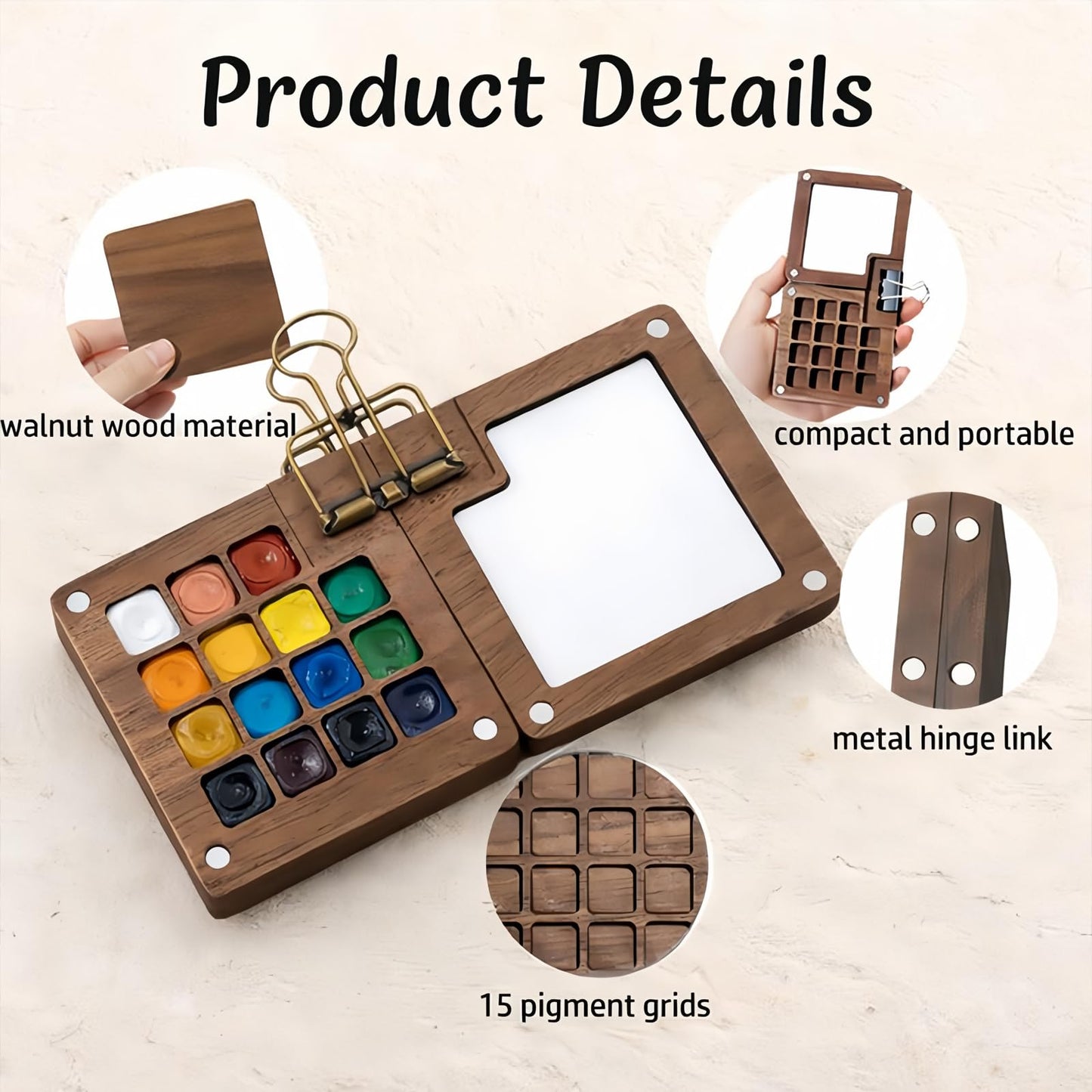 fsdyknej Portable Mini Painting Set – Compact Travel-Friendly Kit with Brushes, Palette, Mini Sketchbook, and Watercolor Paper for Artists, Beginners, and Travel Enthusiasts
