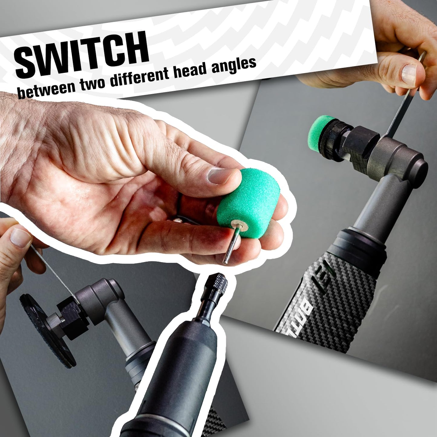 BATOCA S6 Mini Cordless Polisher for Car Detailing, 2x2.0Ah Batteries, 0mm Rotary Buffer & 12mm Dual Action Polisher 1-3 Inch, 2 Different Speeds Heads Systems, 4.2k-21k, 1-5k RPM Carbon Style