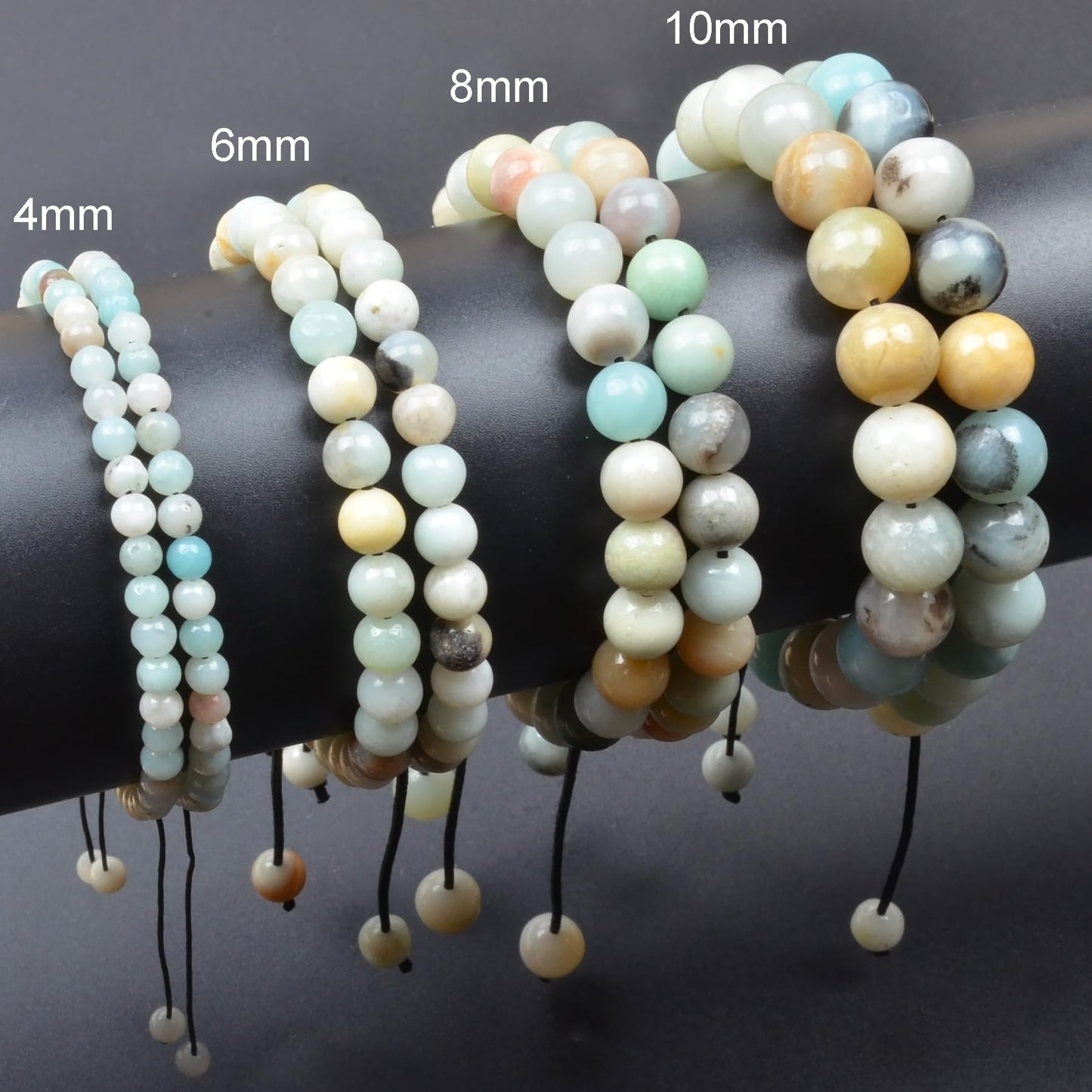 MASSIVE BEADS Multicolor Amazonite Stone of Harmony - Handmade Yoga Natural Stone Crystal Healing Power Energy Gifts for Unisex Adult Bracelet Macrame Adjustable 4mm